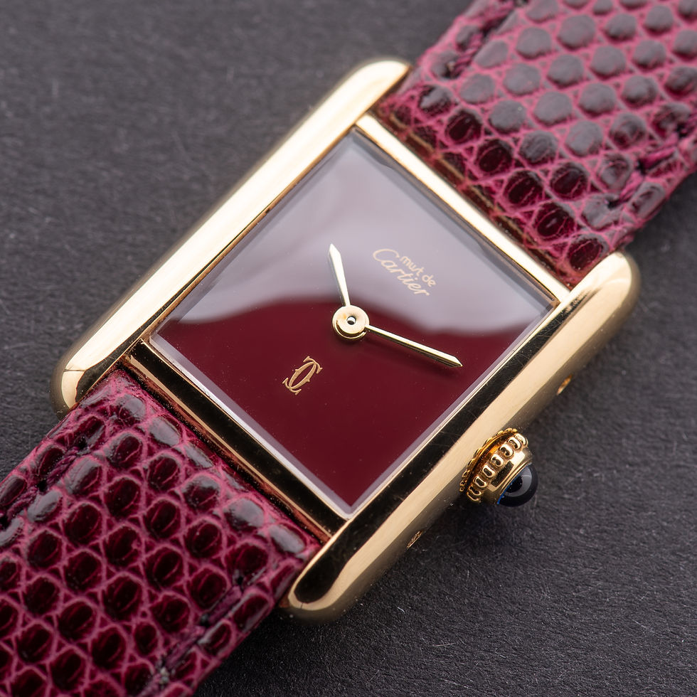 Miniature : Cartier Tank De Must Vermeil Small Bordeau PM with Papers 1988 Réf 3 66001