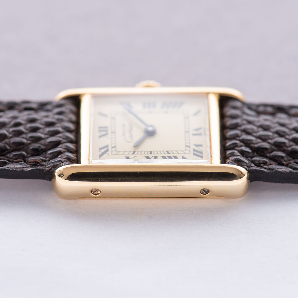Thumbnail: Cartier Must de Tank Vermeil Roman Lemon Dial Full Set 1980