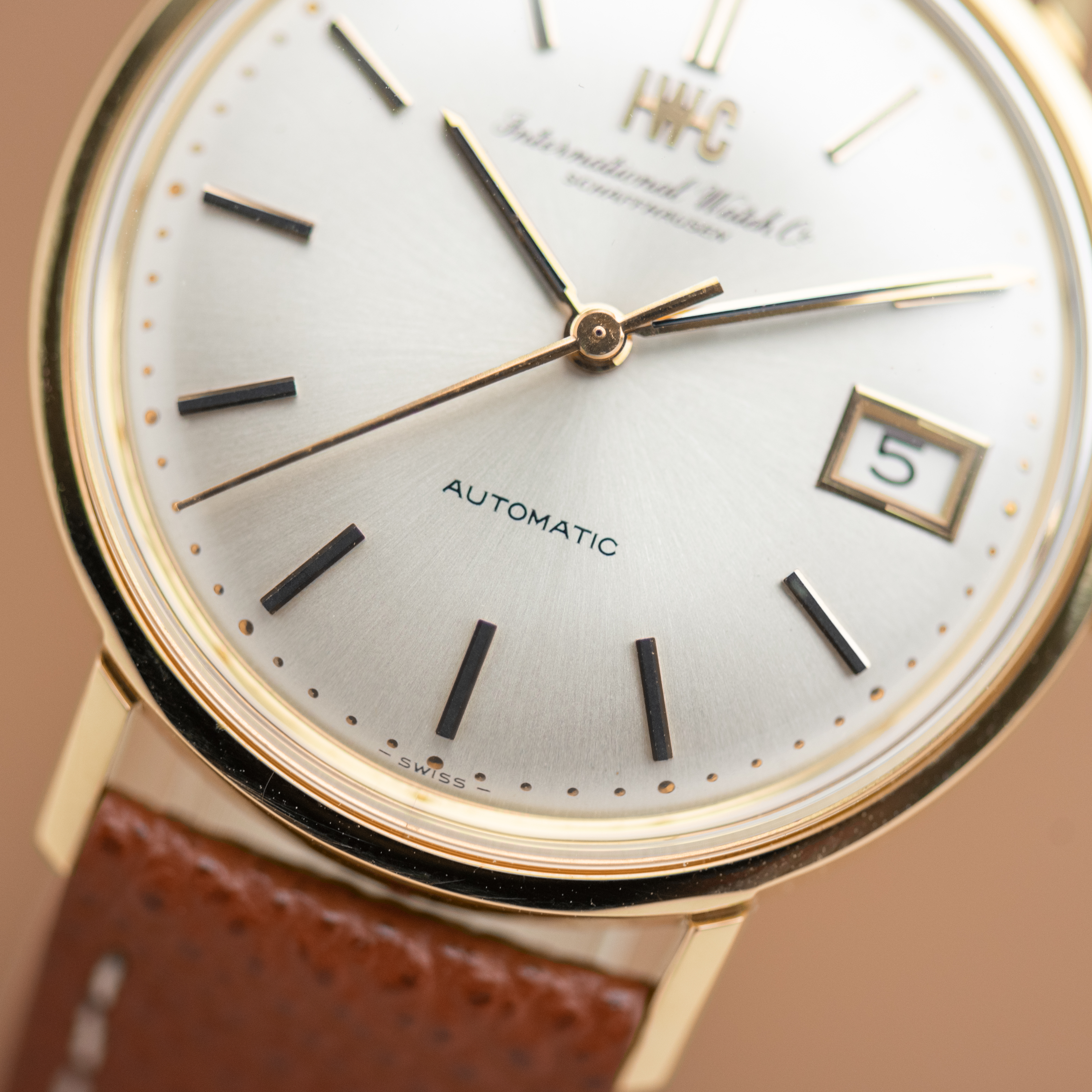 View of IWC Dress Watch Automatic Date Pellaton Ref 1818 Cal C.8541B