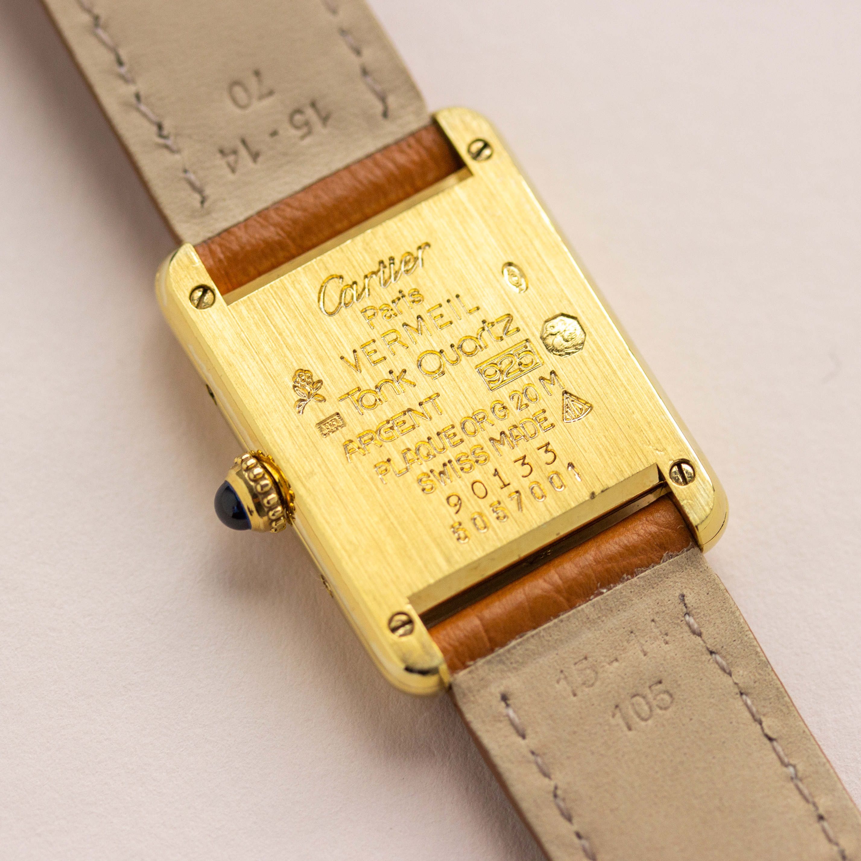 Vue de Cartier Must de Tank Vermeil Quartz Roman lemon Dial Réf 5057001