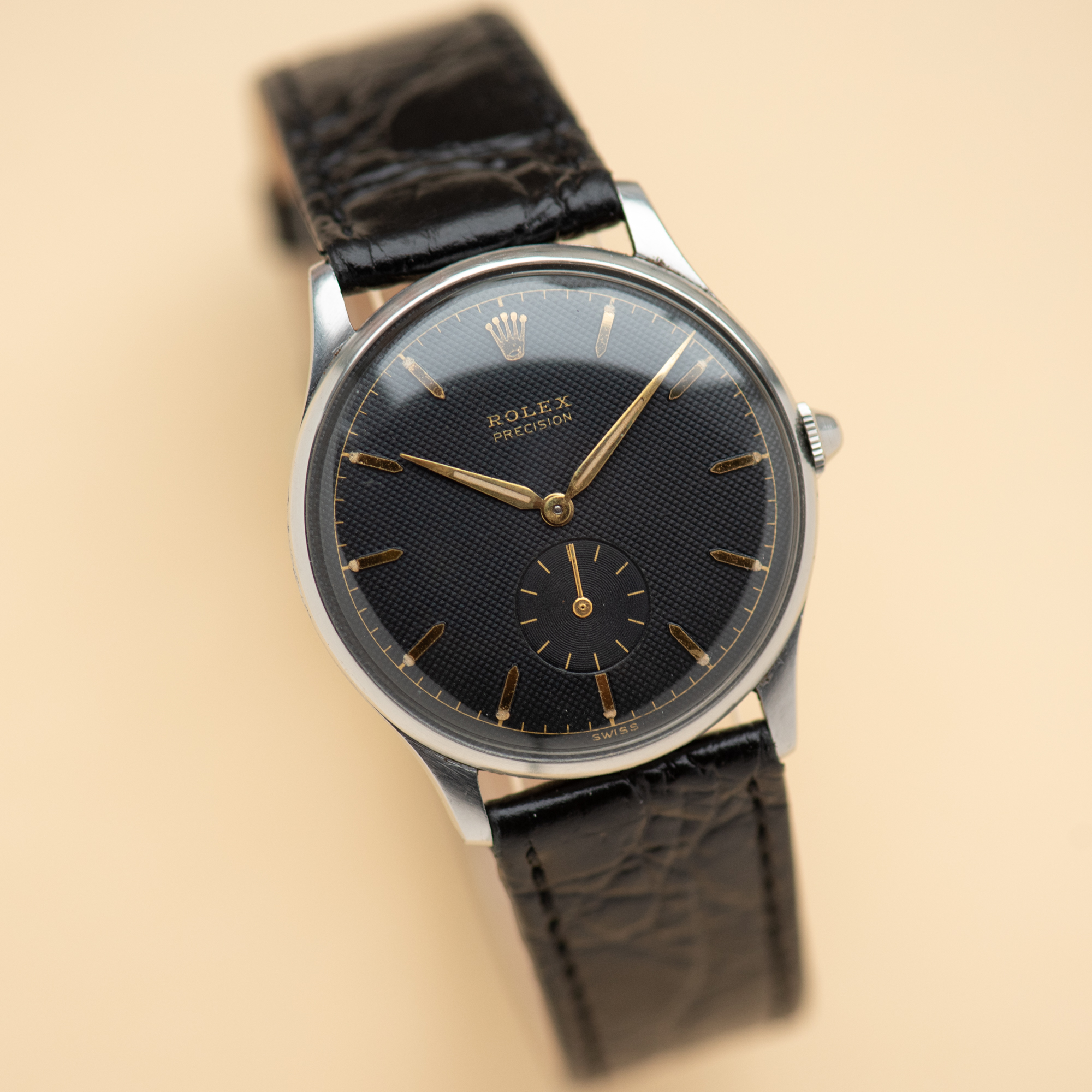 Vue de Rolex Precision Honeycomb texture black dial PIECE UNIQUE Réf 3540