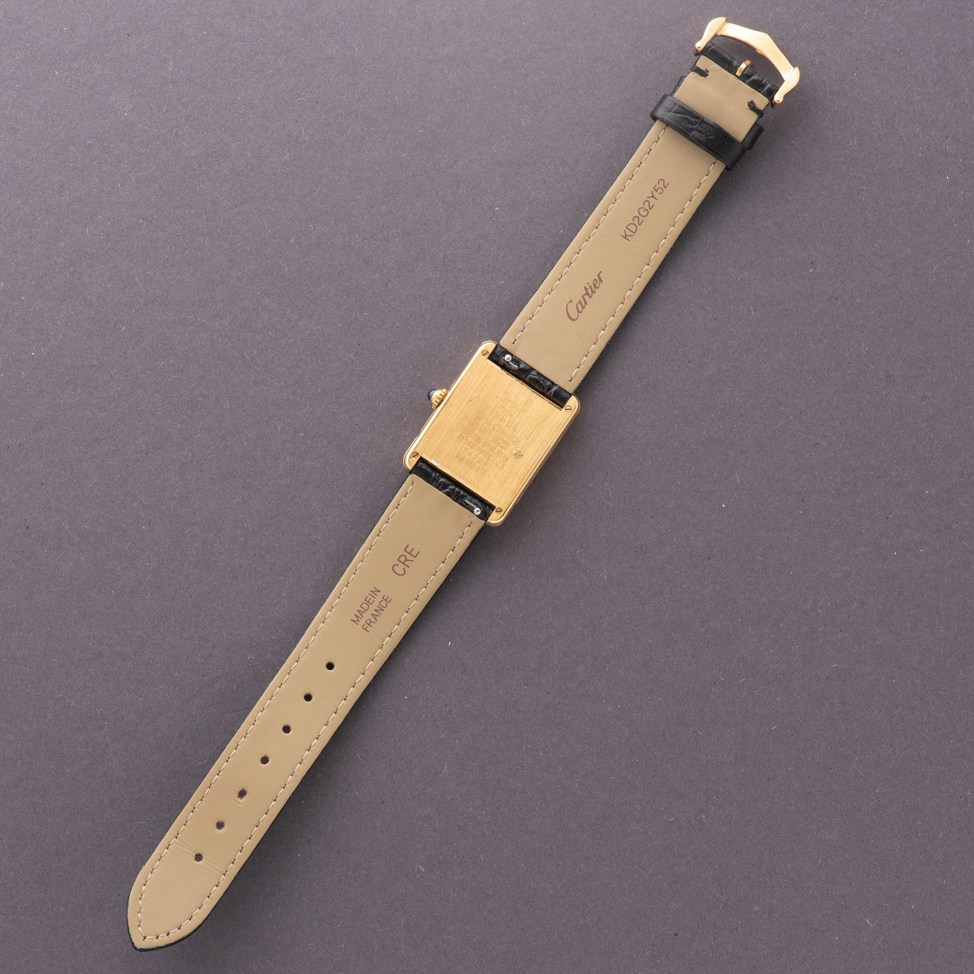 Zicht op Cartier Tank De Must Vermeil Romeinse wijzerplaat Grand Model GM Ultra Volledige set Ref 590005