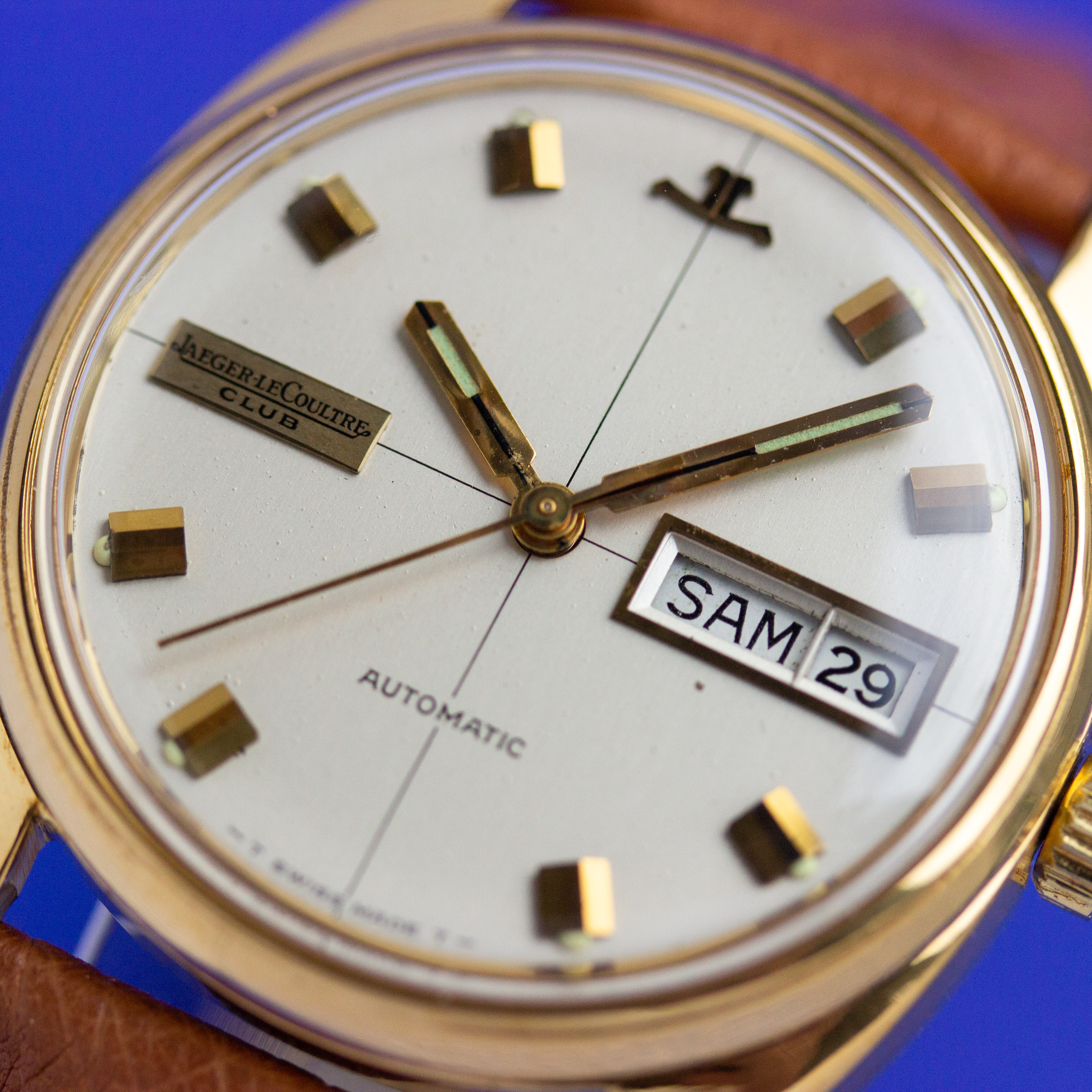 Zicht op Jaeger LeCoultre Club Dag-datum Automatisch AS 1906