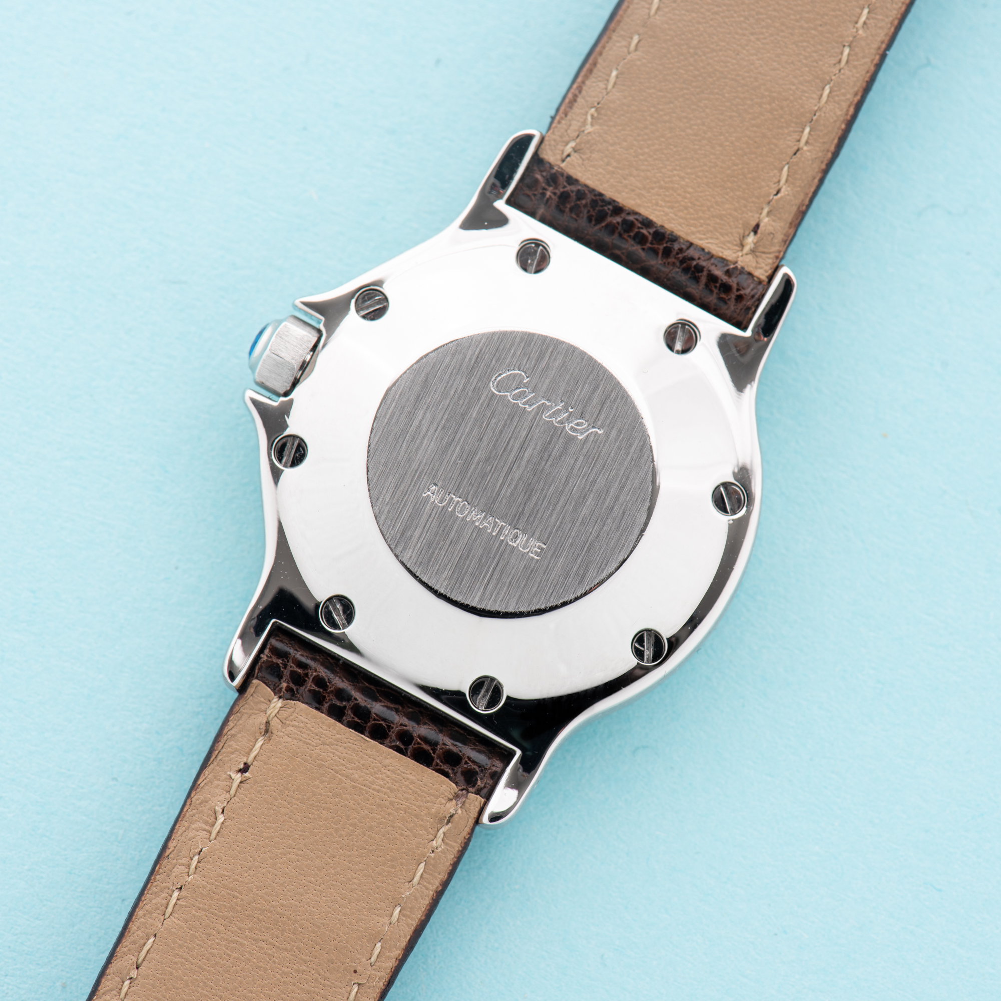 View of Cartier Santos Octagon Roman Dial Ref 2965