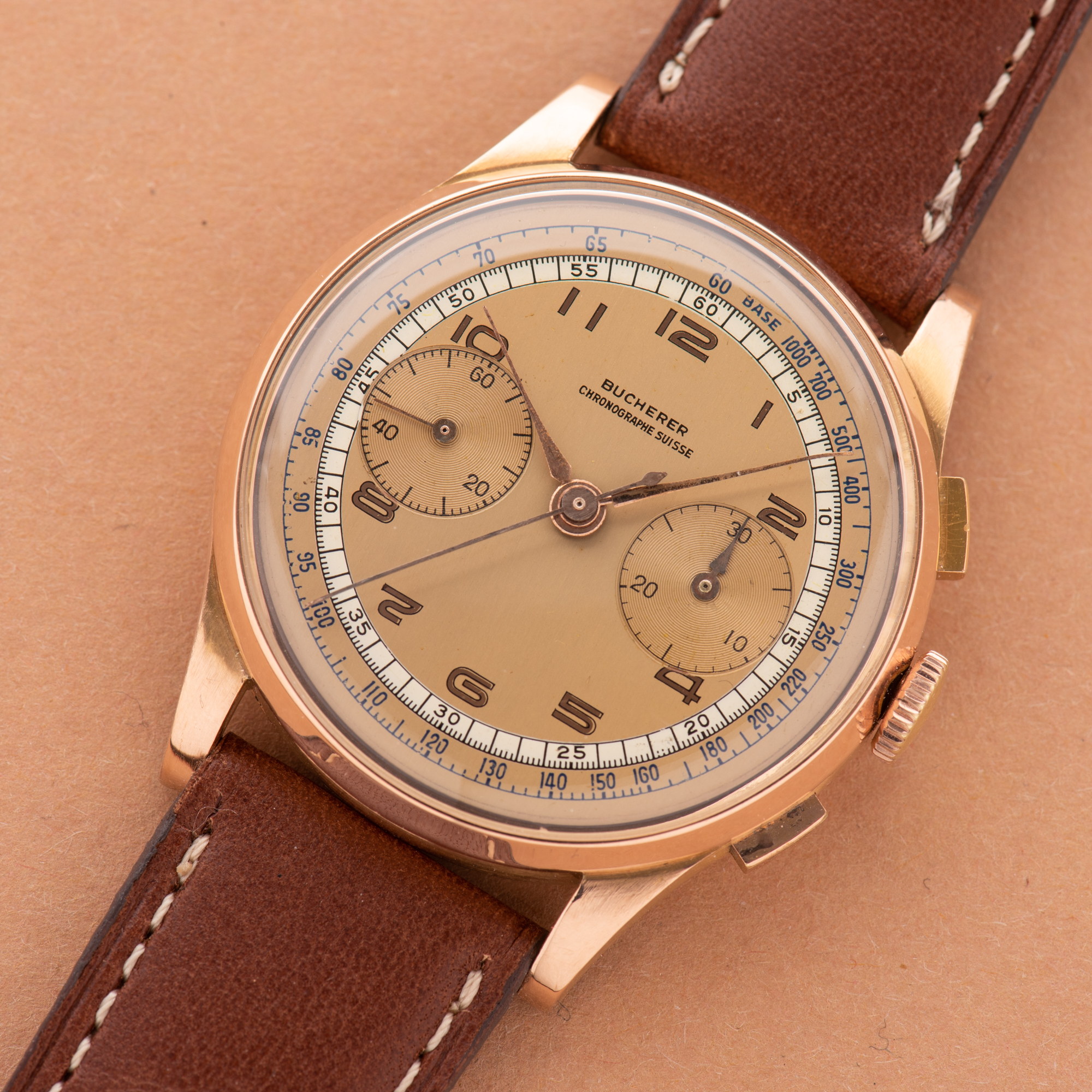 View of Bucherer Bi-Compax Chronograph Suisse 18K Rosé Gold Oversize