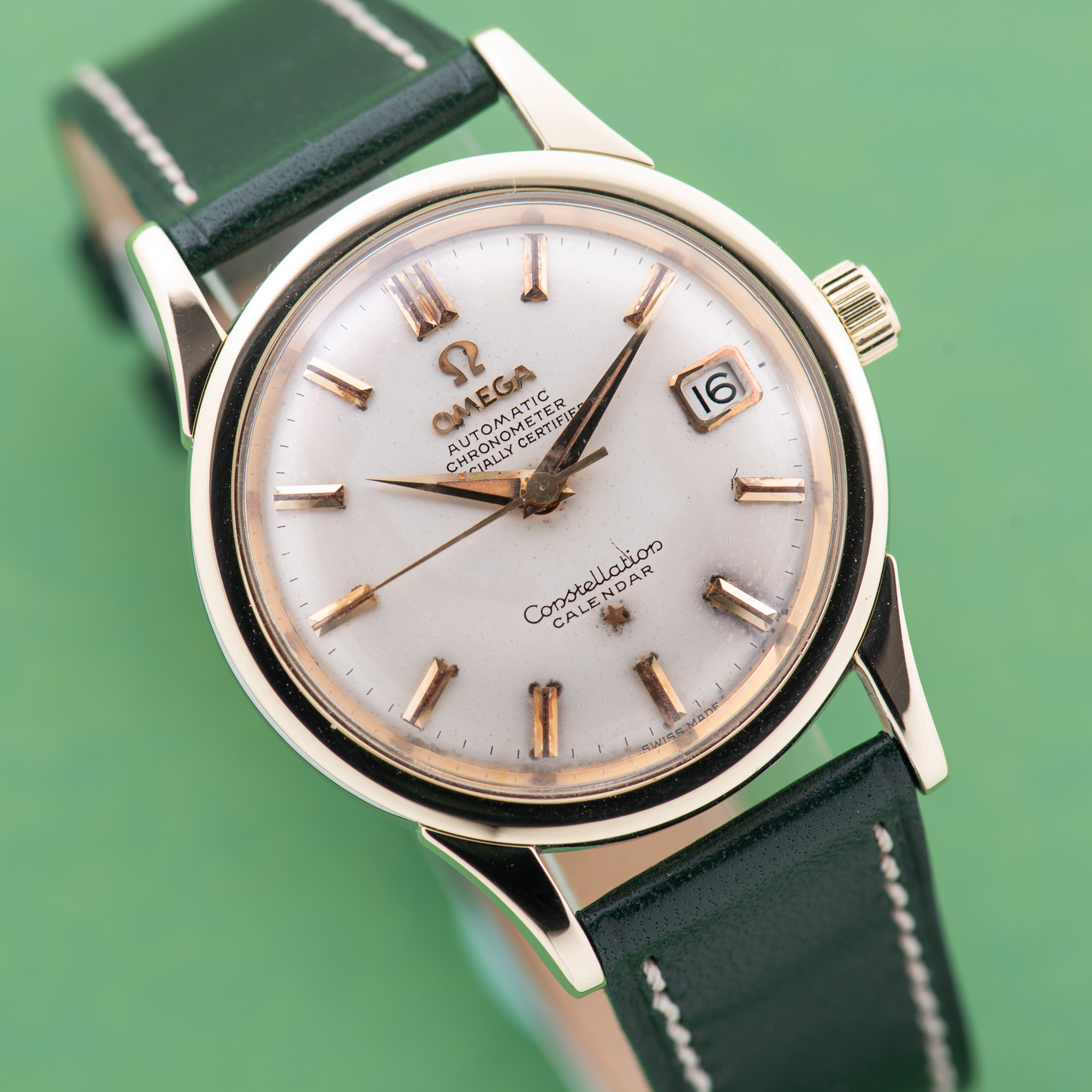 View of Omega Constellation Calendar 18K Gold/Steel Cal 504 from 1959 Ref 2943