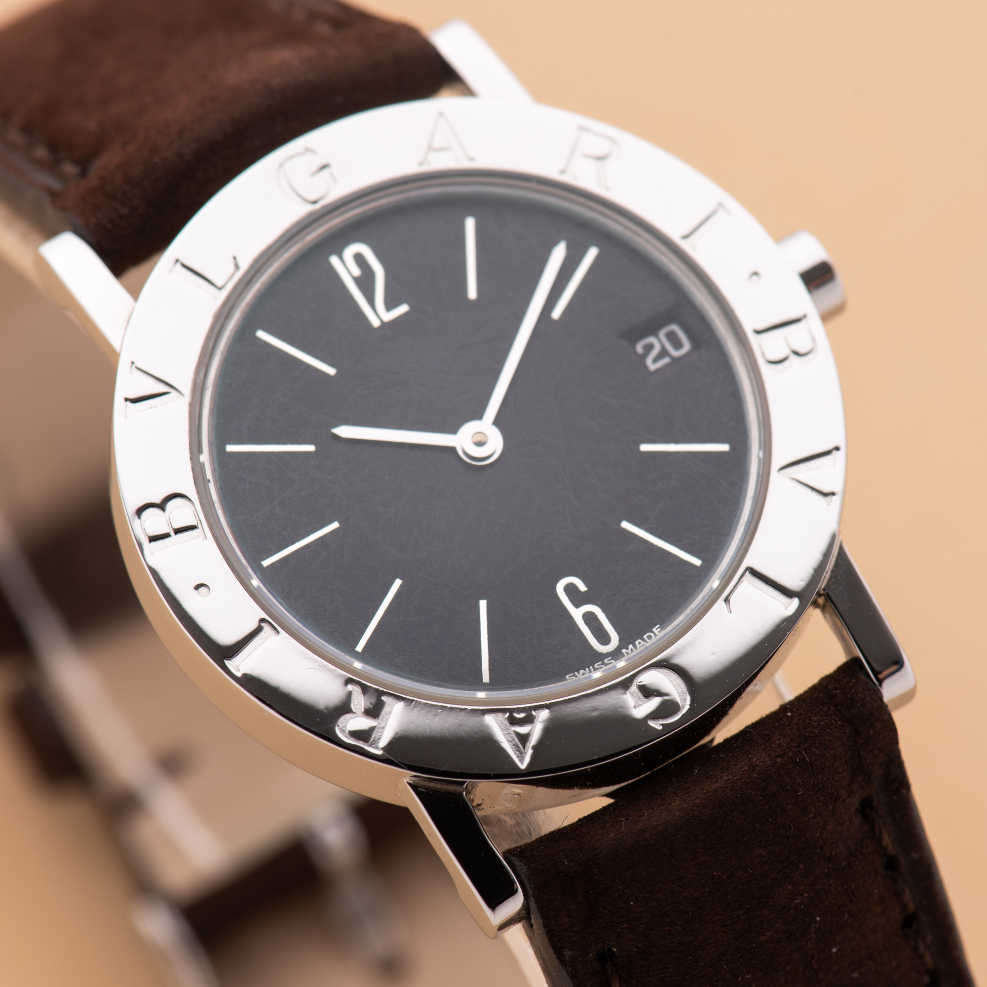 Vue de Bulgari Diagono Solotempo Date 30 Black Matte Dial Réf BB30SLD