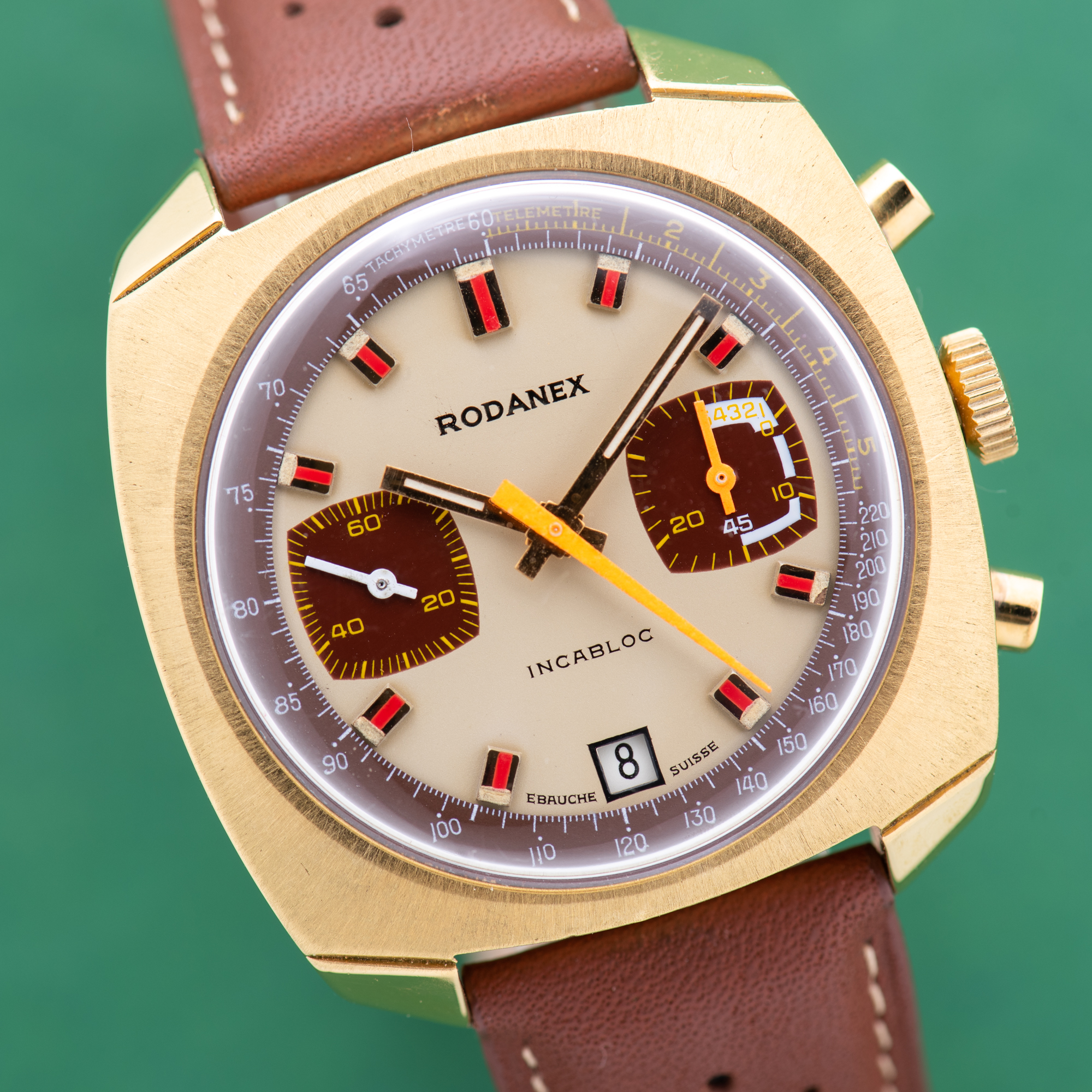 Zicht op Rodanex Chronographe incabloc valjoux 7734