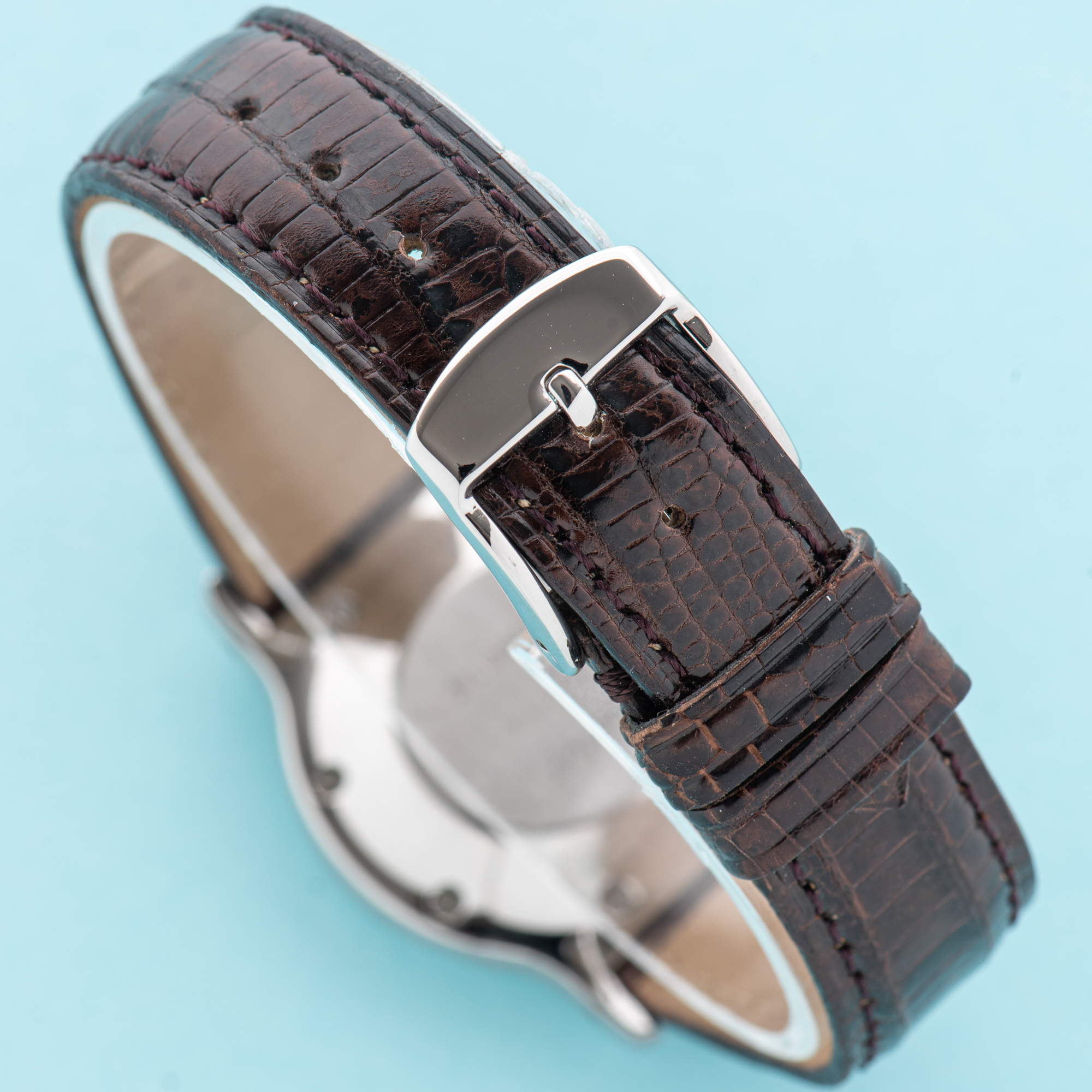 View of Cartier Santos Octagon Roman Dial Ref 2965