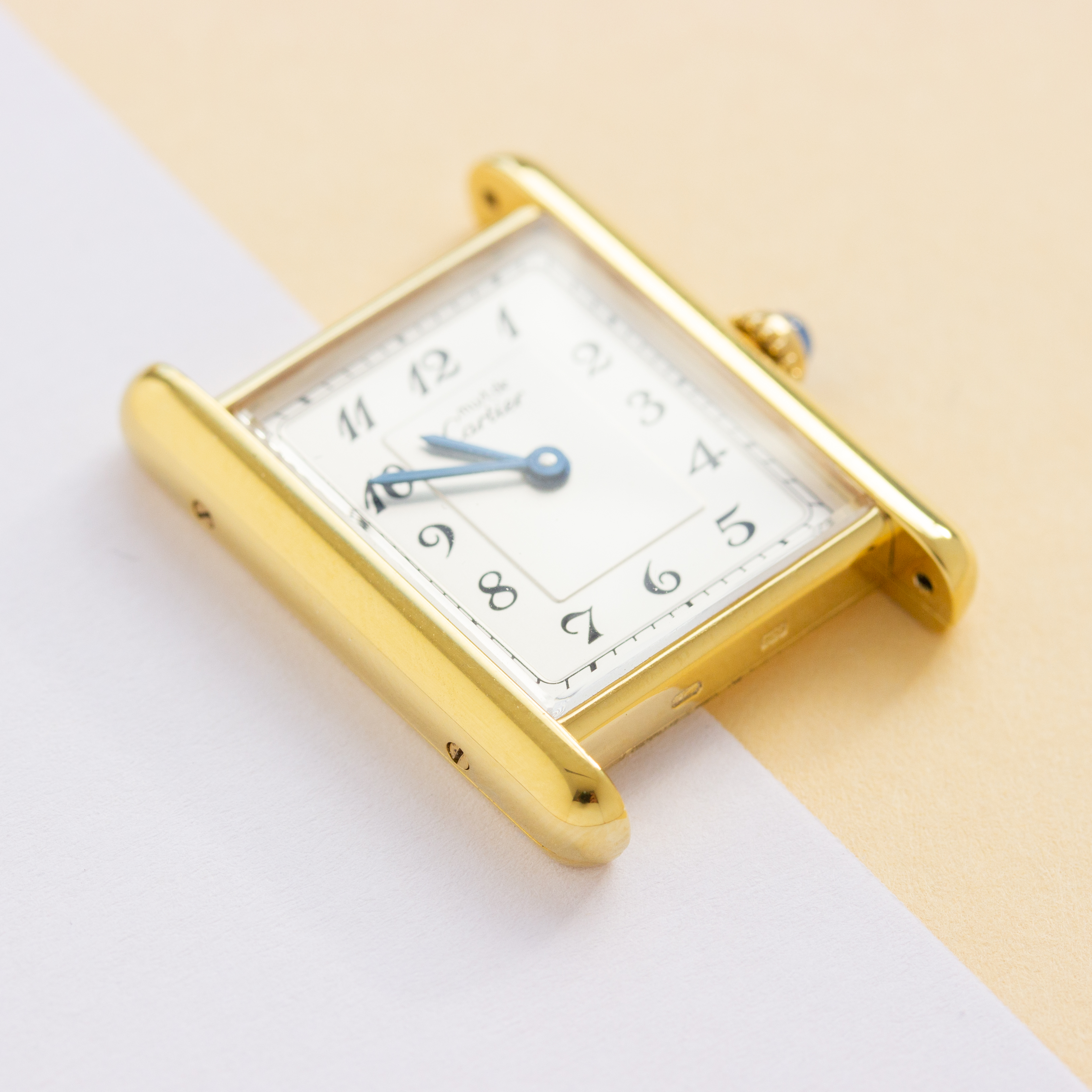 Vue de Cartier Must de Tank Vermeil Big Grand Size Breguet Dial Réf 590005