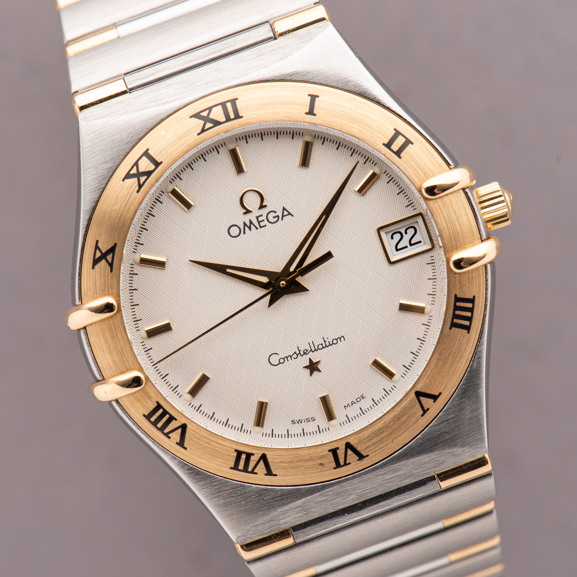 View of Omega Constellation Quartz Gold Steel Half bar from 1995 Réf 1312.30.00
