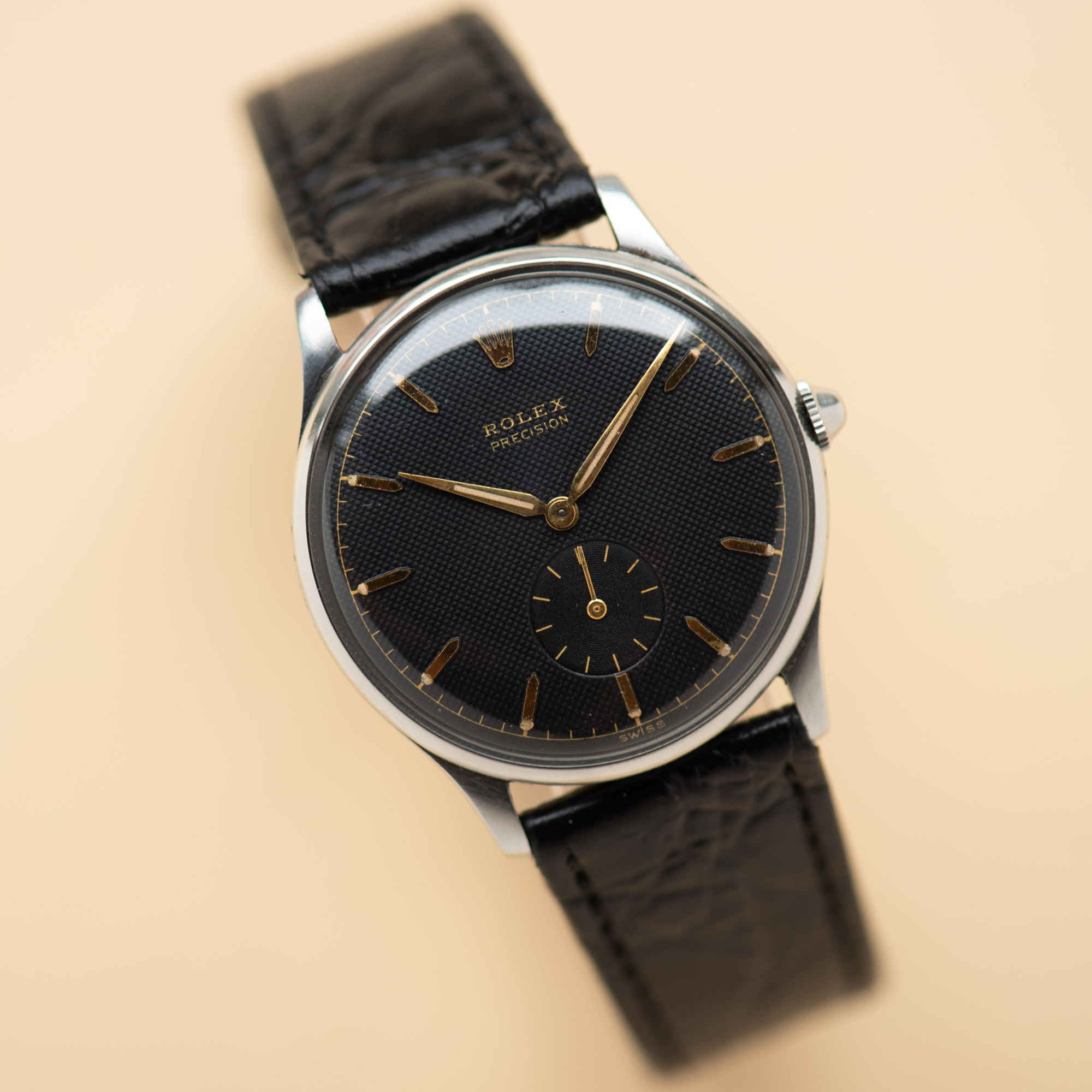 Vue de Rolex Precision Honeycomb texture black dial PIECE UNIQUE Réf 3540