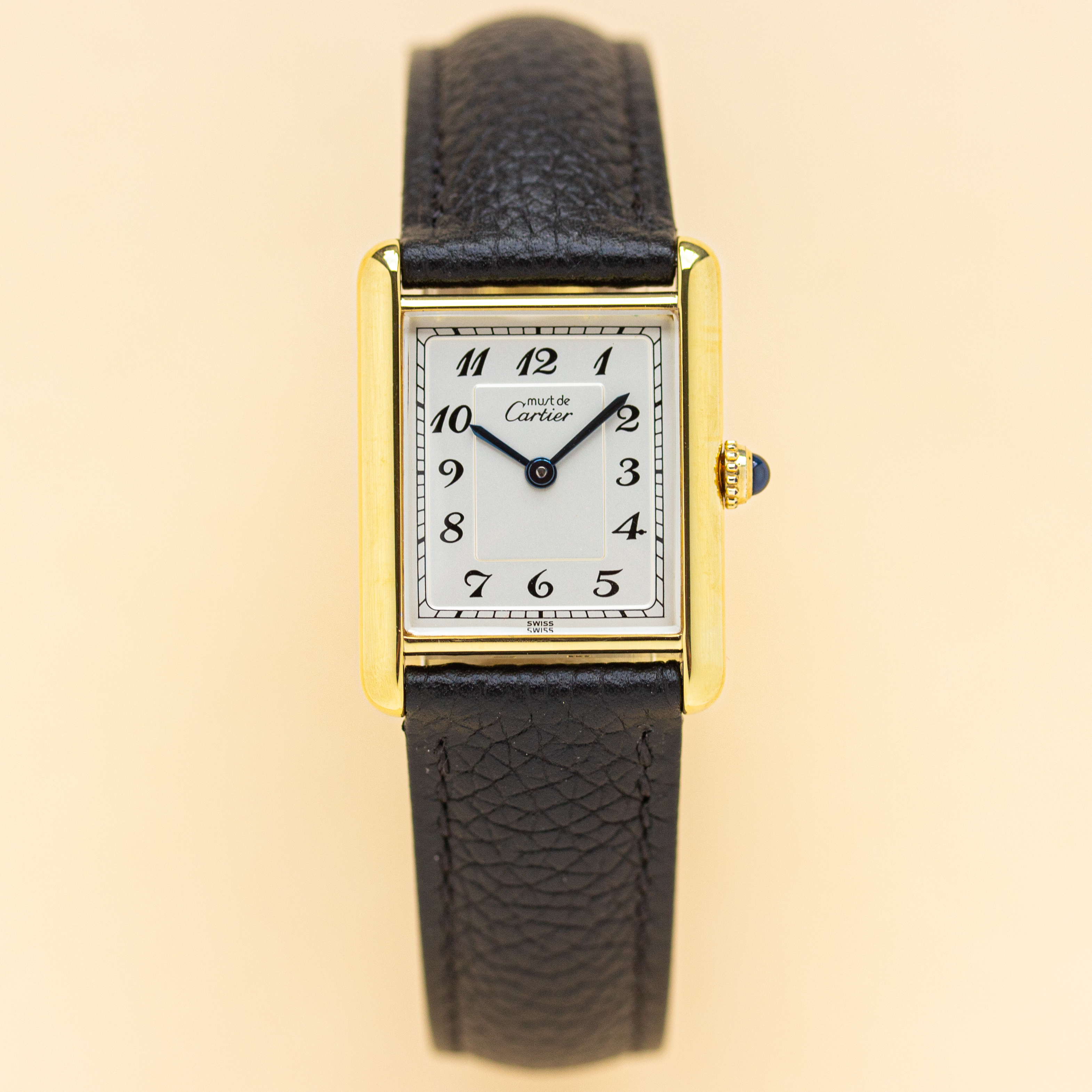 Vue de Cartier Must de Tank Vermeil Big Grand Size Breguet Dial Réf 590005