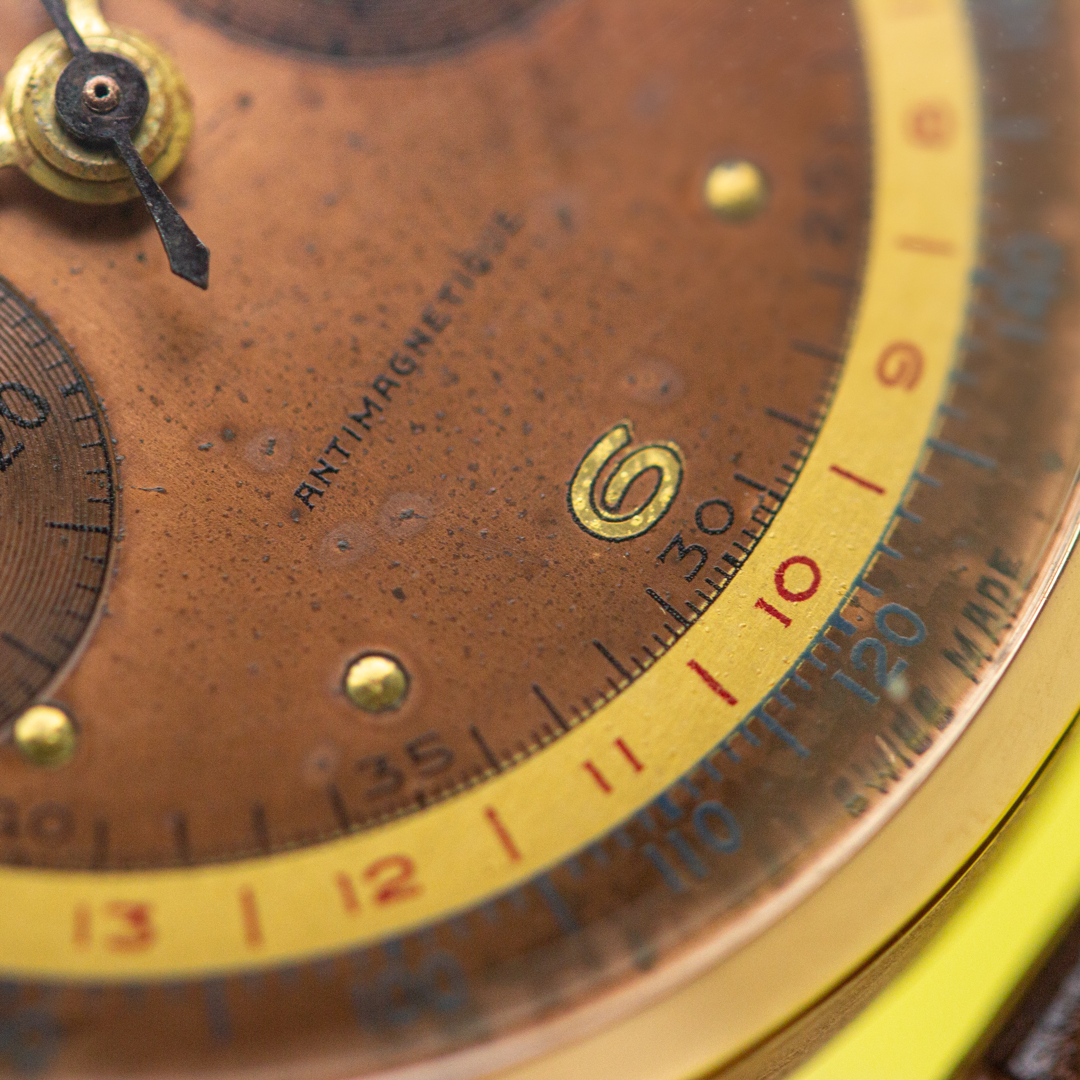 View of Chronograph Switzerland Oversize Copper Dial 18K Rosé Gold