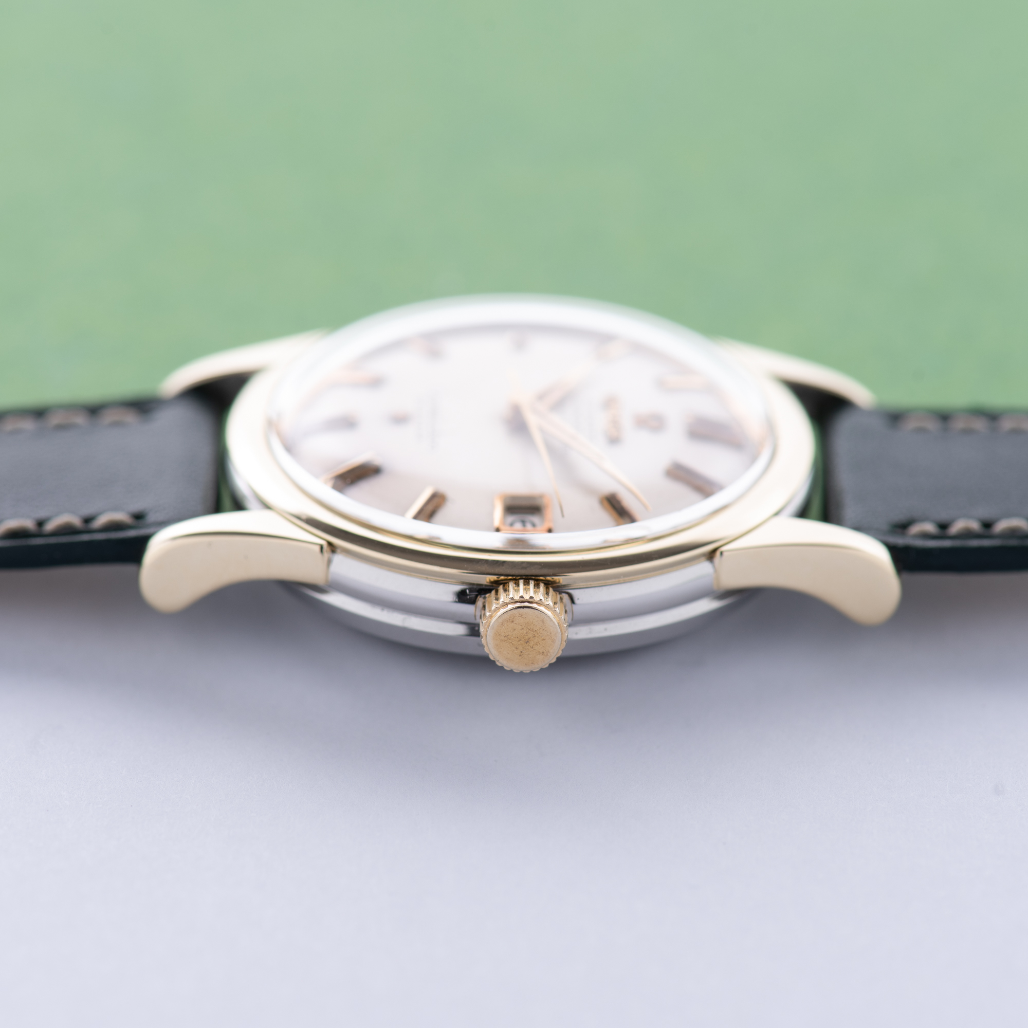 View of Omega Constellation Calendar 18K Gold/Steel Cal 504 from 1959 Ref 2943