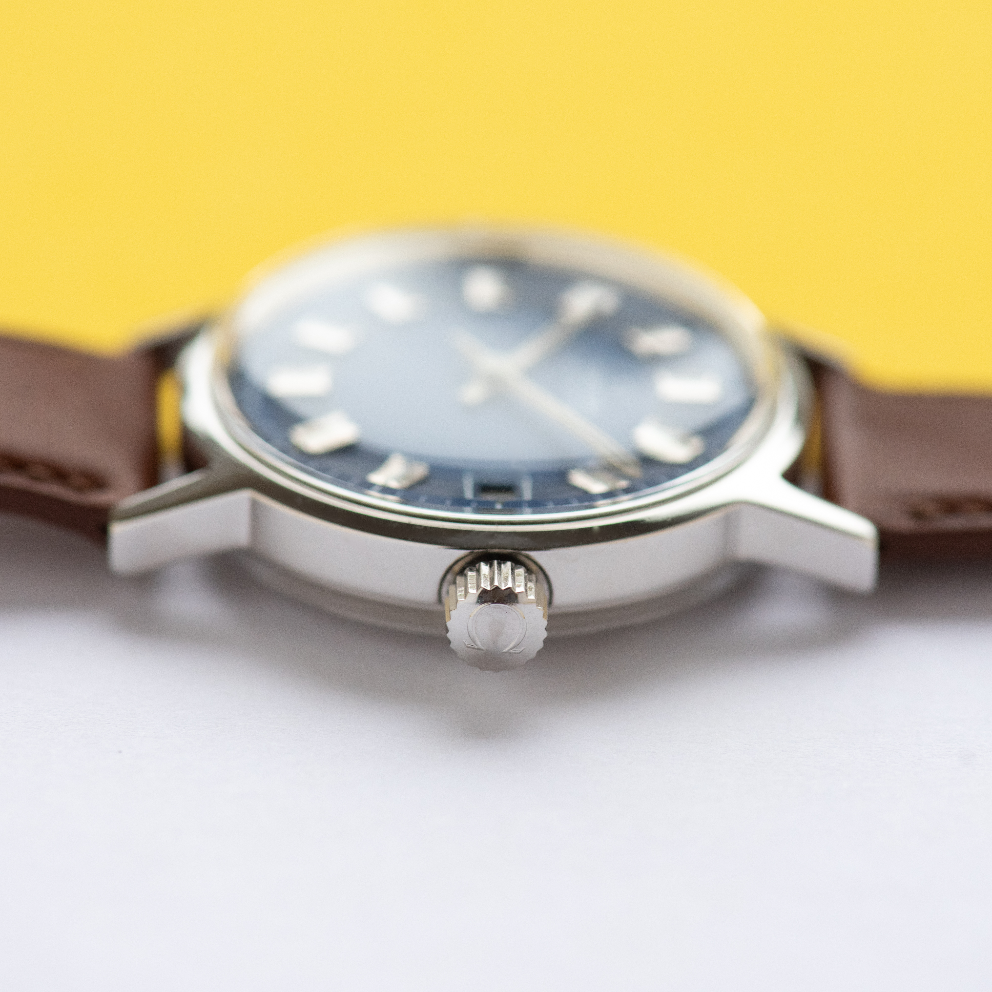 View of Omega Automatic Blue Rare Bullseye Dial Ref 166.0098