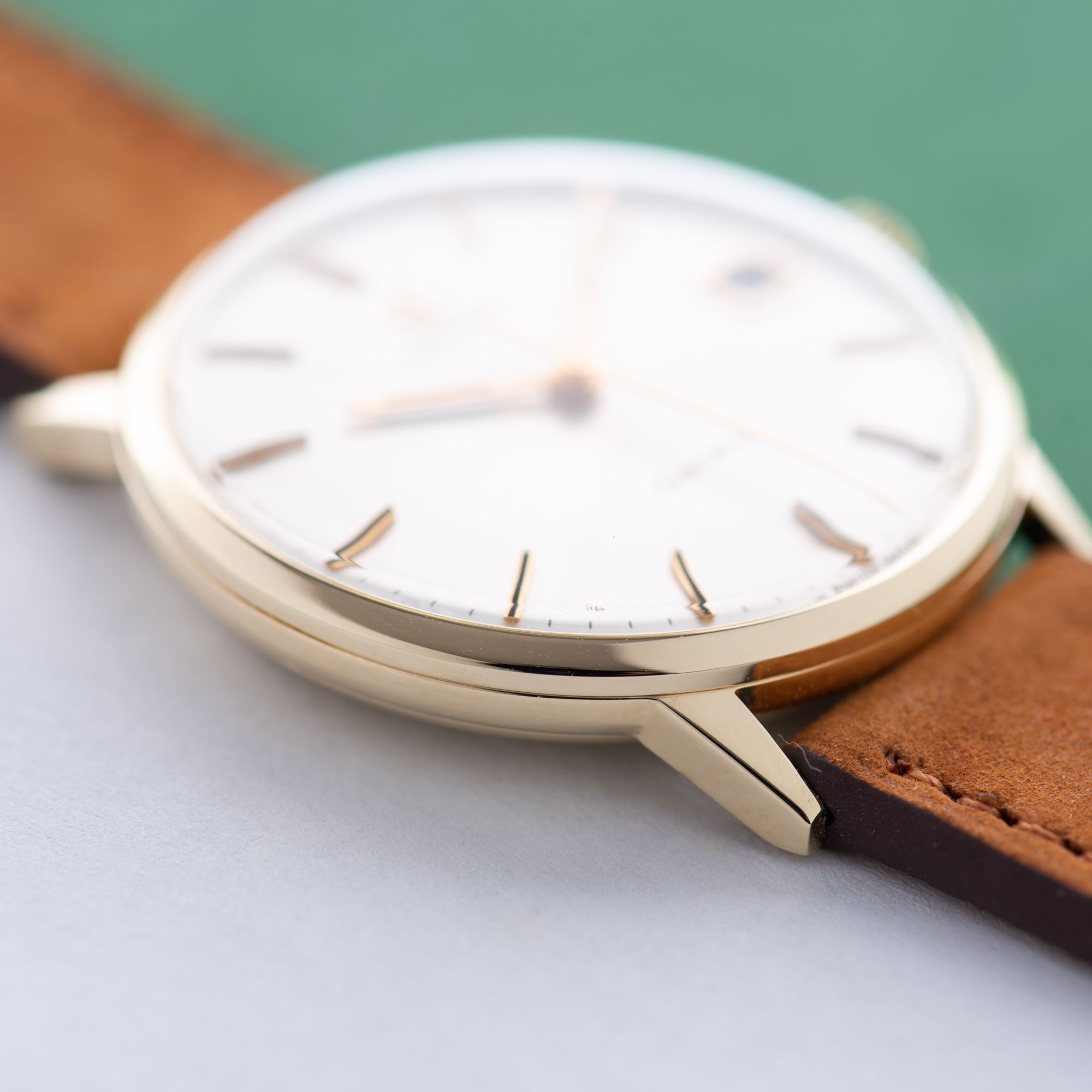 View of Omega Geneva Date Dress Watch 14K Yellow Gold from 1969 Ref 131.041