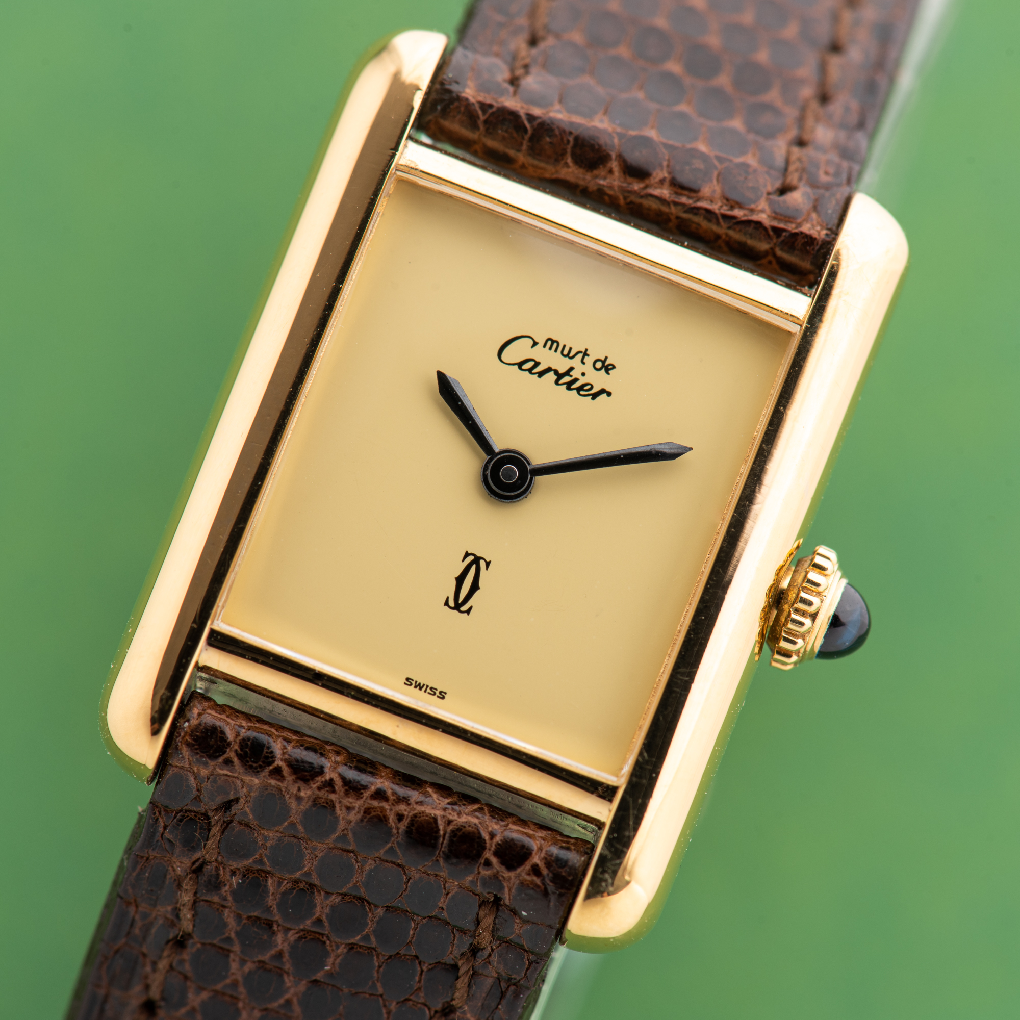 Vue de Cartier Must de Tank de Must Vermeil PM Yellow Lemon Dial