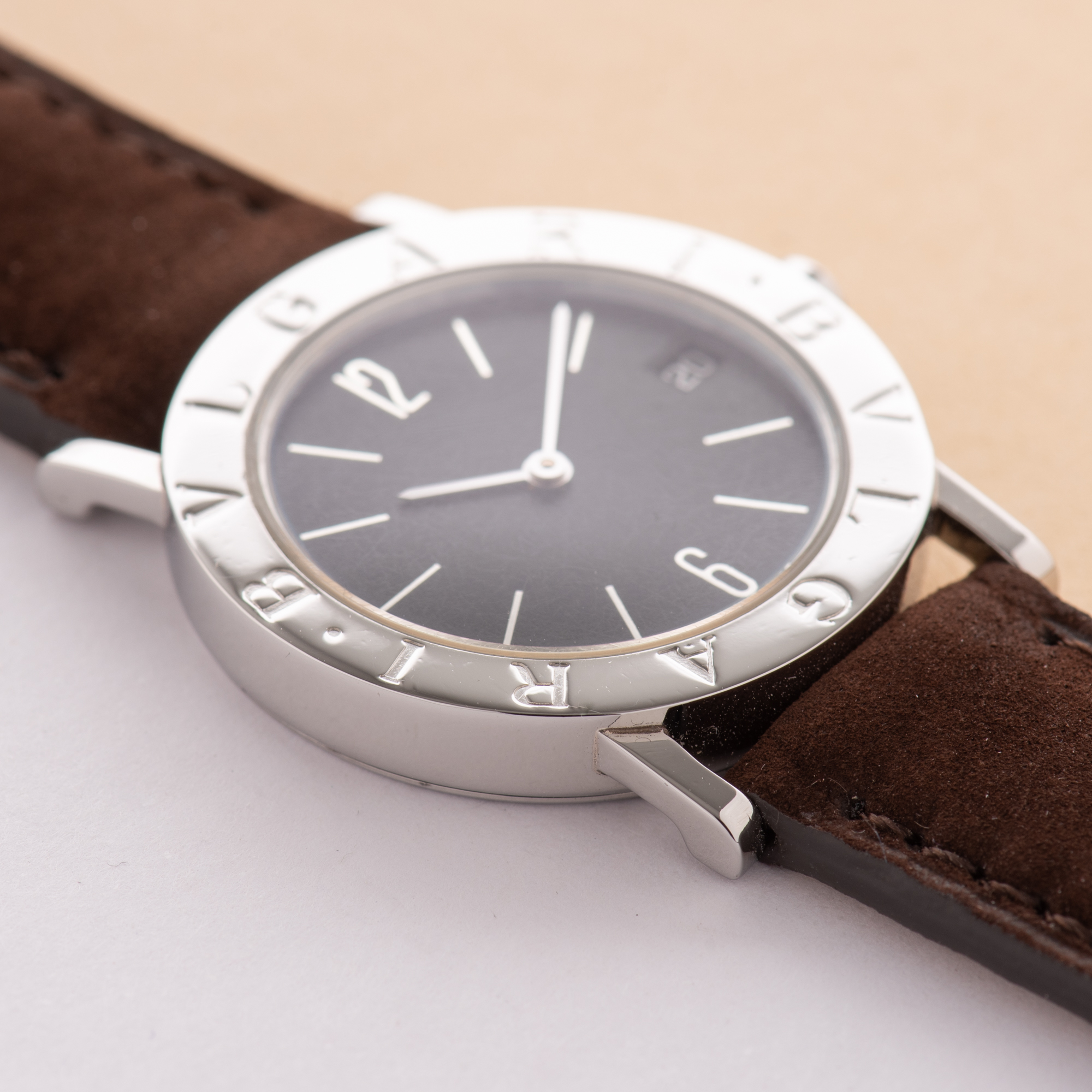Vue de Bulgari Diagono Solotempo Date 30 Black Matte Dial Réf BB30SLD