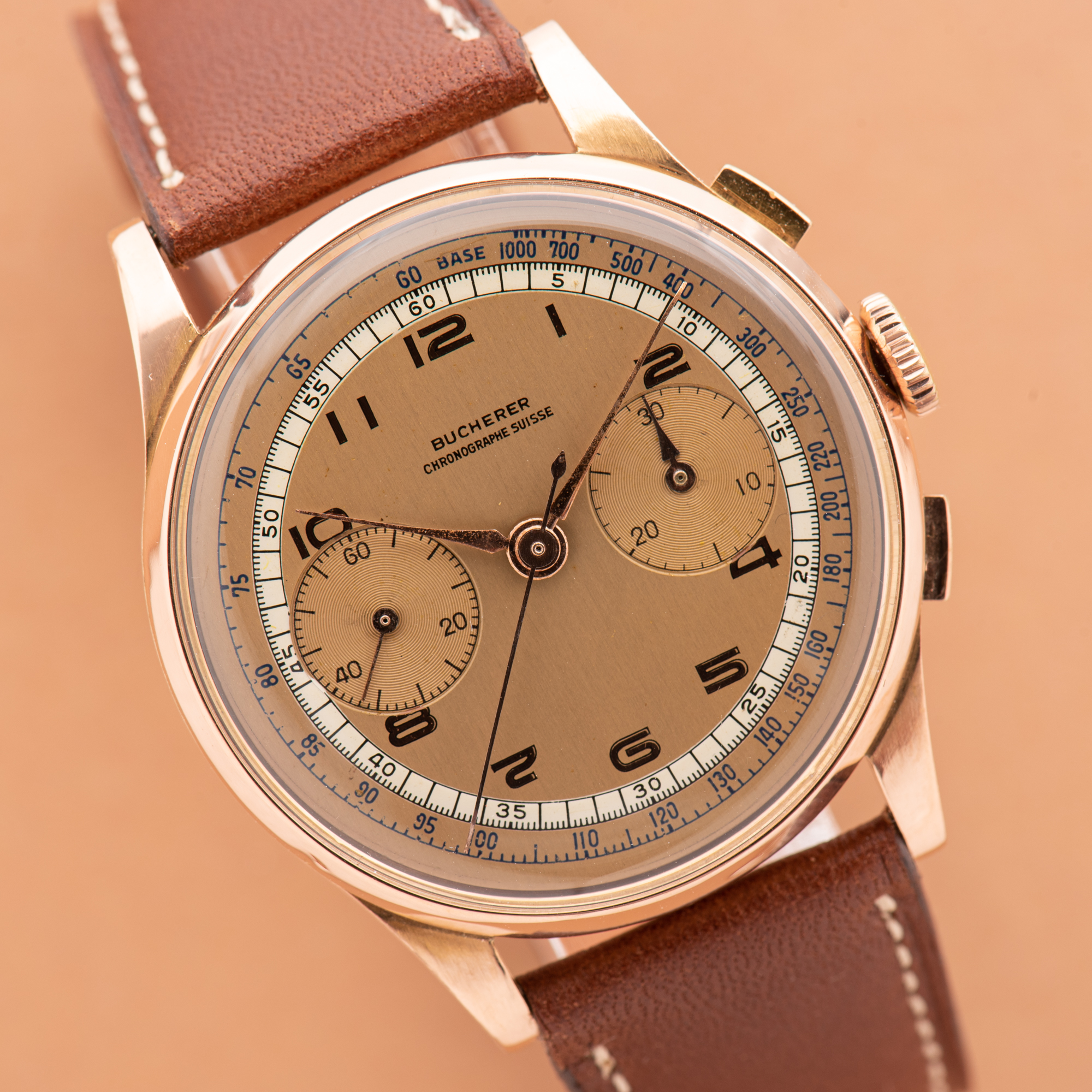 View of Bucherer Bi-Compax Chronograph Suisse 18K Rosé Gold Oversize