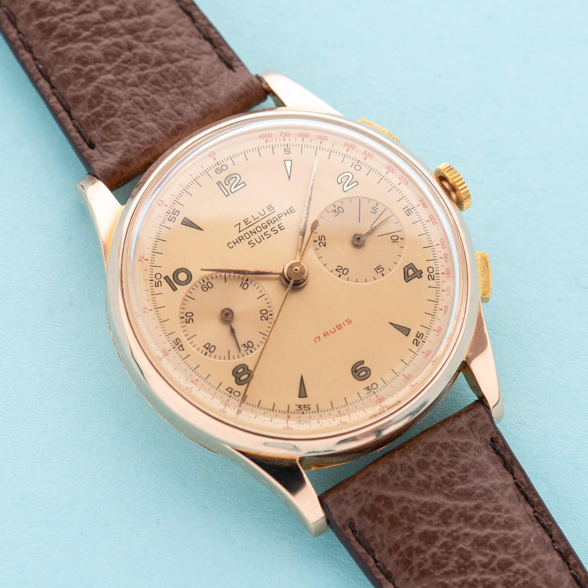 View of Zelus Chronograph Switzerland 18K Rose Gold Oversize