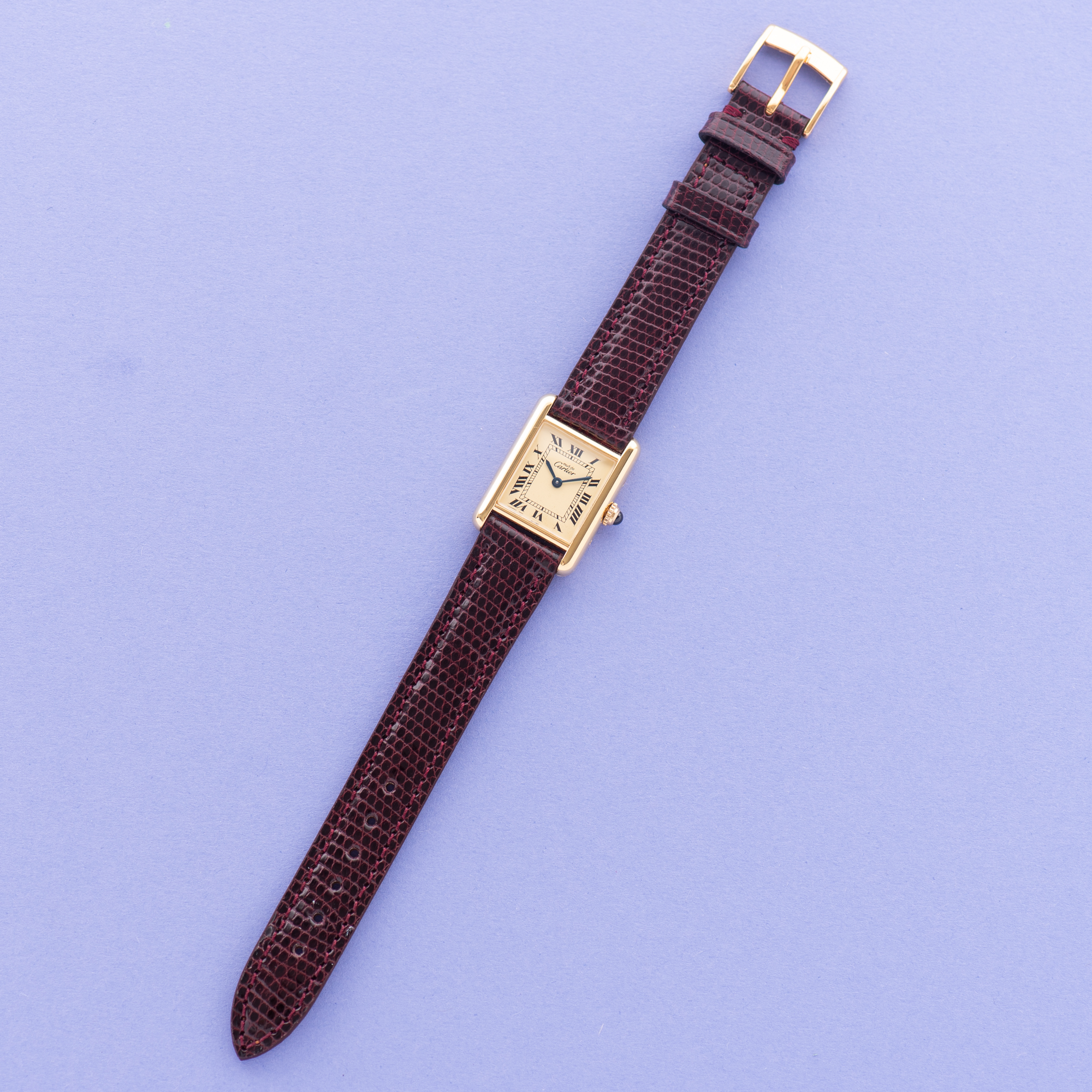 Zicht op Cartier Must by Tank Vermeil Quartz Roman Dial