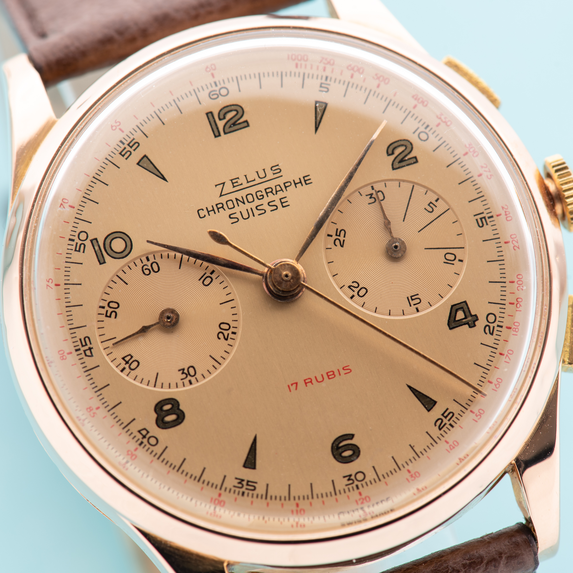View of Zelus Chronograph Switzerland 18K Rose Gold Oversize