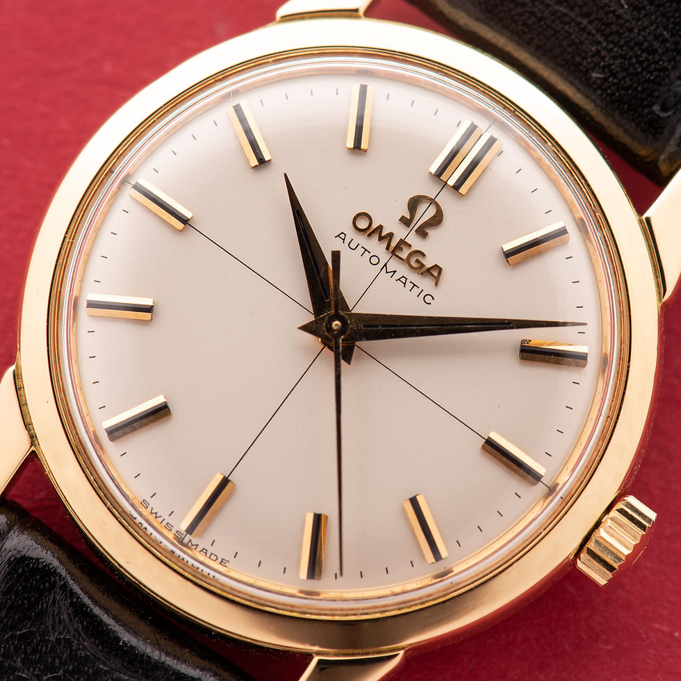 Thumbnail: Omega Seamaster Automatic 18K Yellow Gold Onyx Index from 1959 Réf 14704