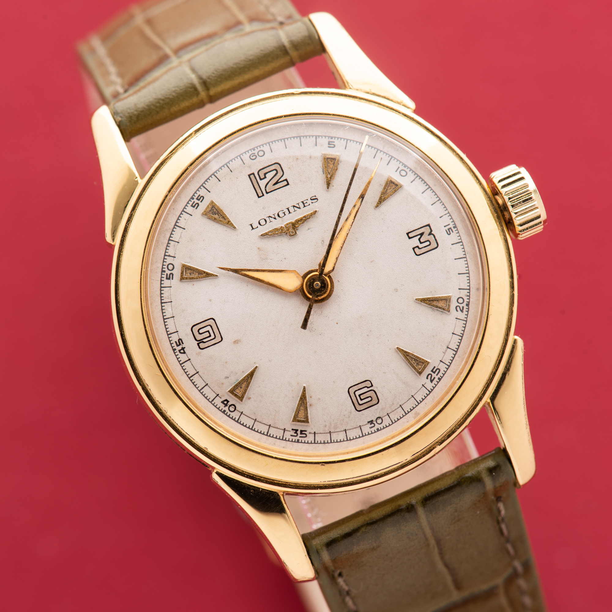 View of Longines Dress Watch Centre Seconds Gold Plated Cal 23 ZS Ref 6246