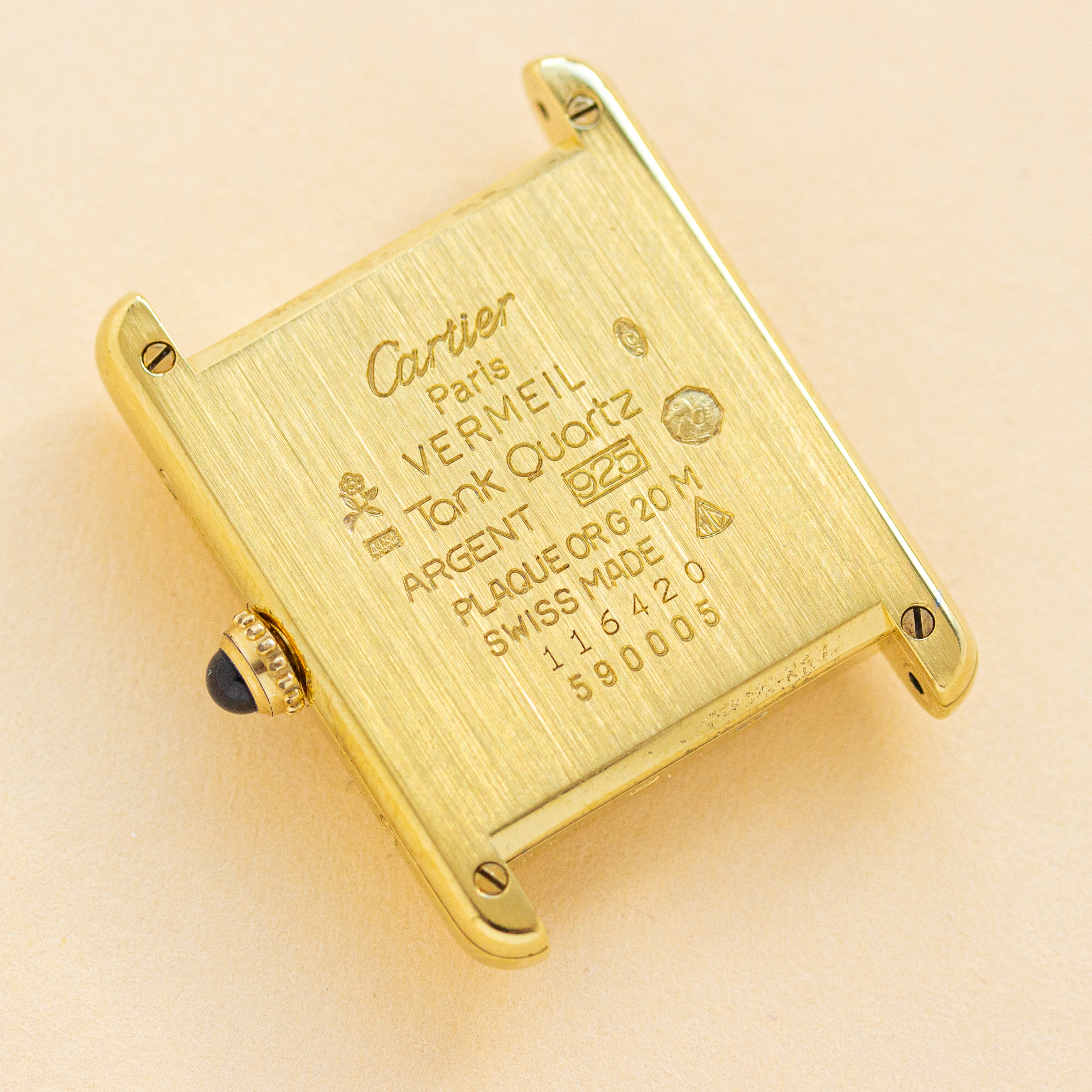Vue de Cartier Must de Tank Vermeil Big Grand Size Breguet Dial Réf 590005