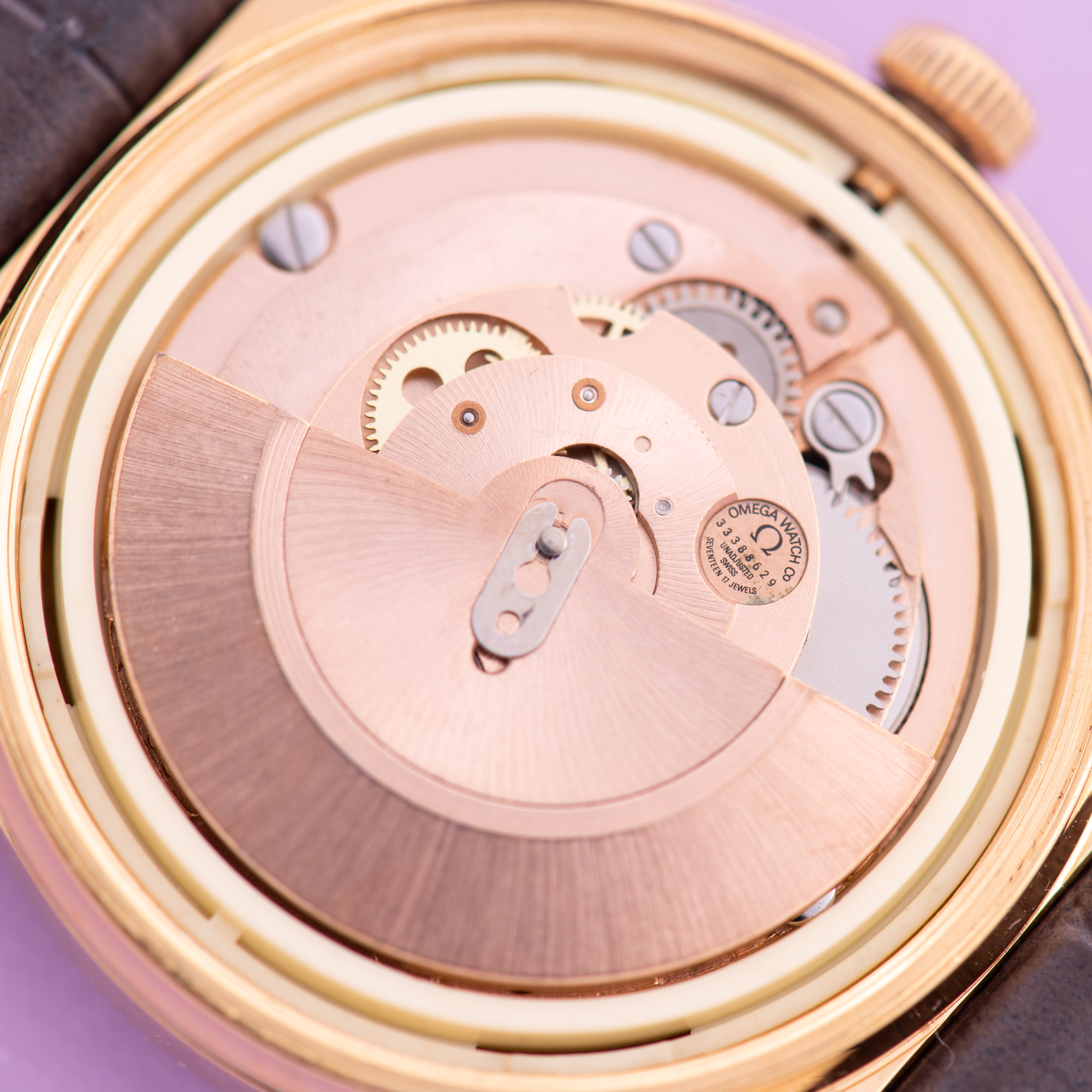 Zicht op Omega Automatic Brown 'Rail' Dial Zeldzaam vanaf 1971 Ref 166.018