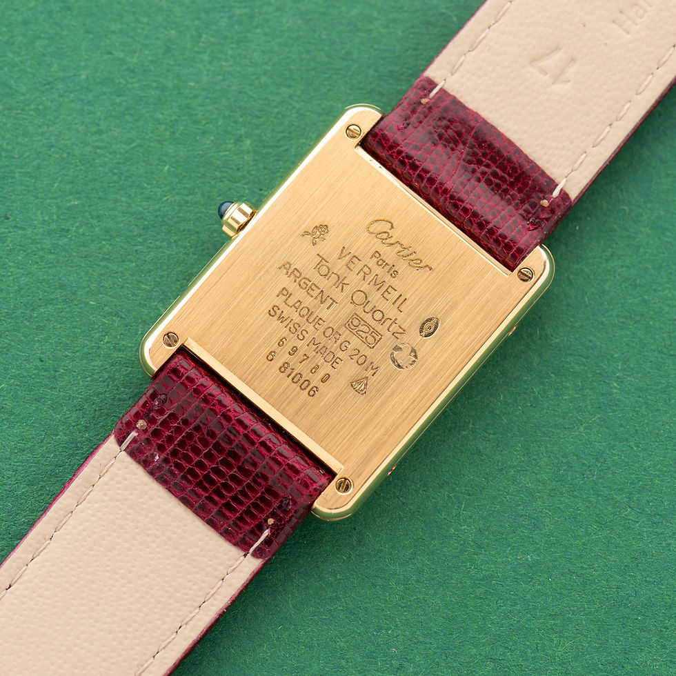 Miniature : Cartier Tank De Must Vermeil Grand Model Bordeau Burgundy RedGM  1988 Réf 681006