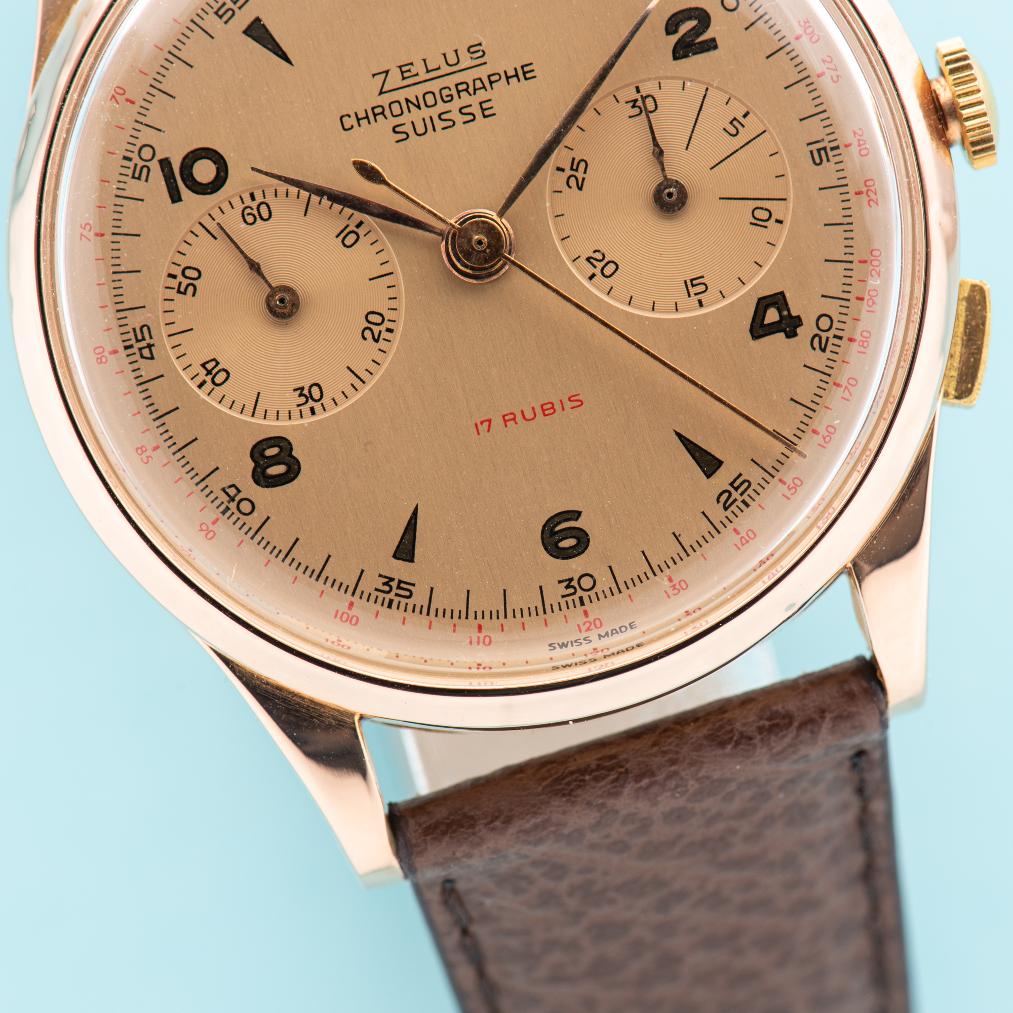 View of Zelus Chronograph Switzerland 18K Rose Gold Oversize