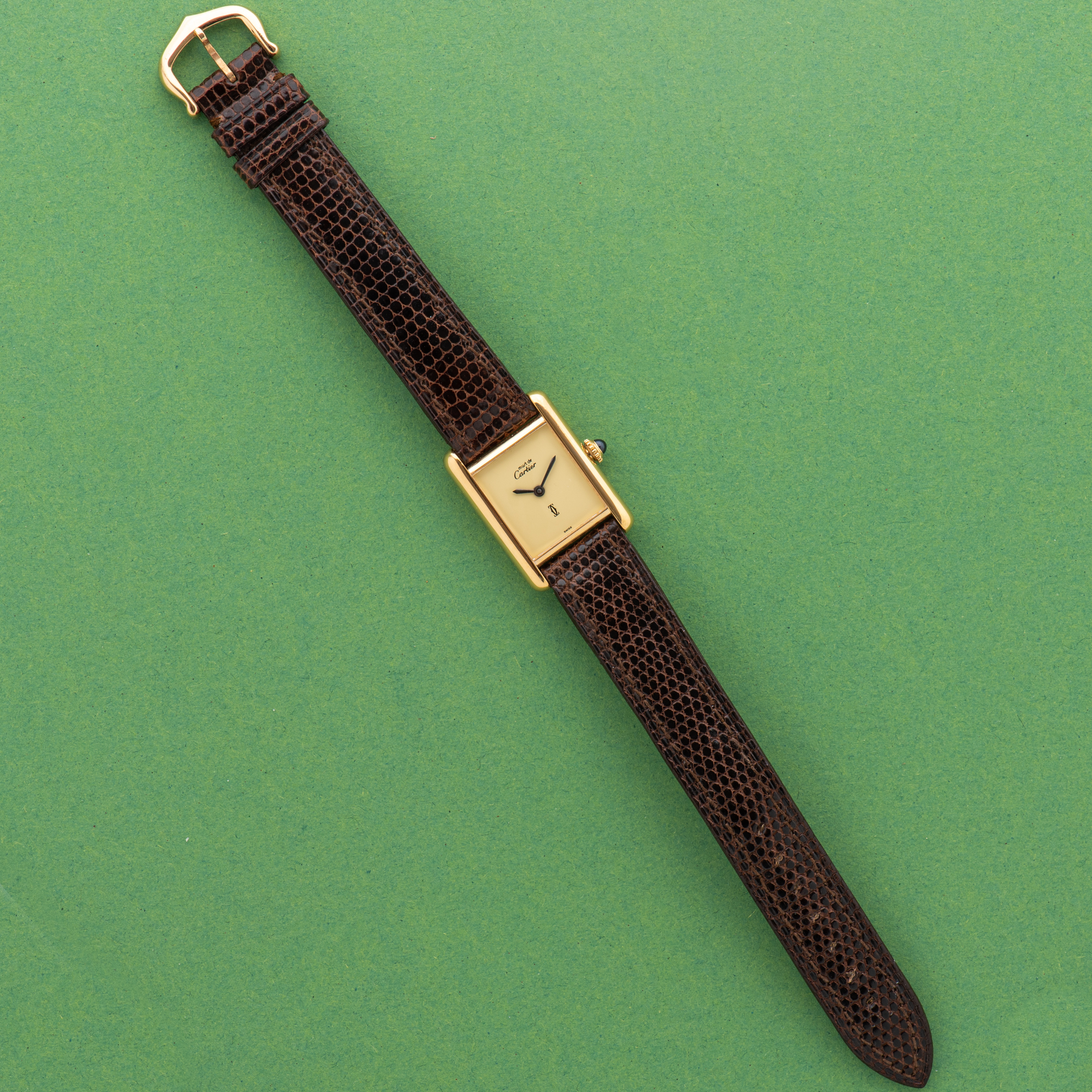 Vue de Cartier Must de Tank de Must Vermeil PM Yellow Lemon Dial