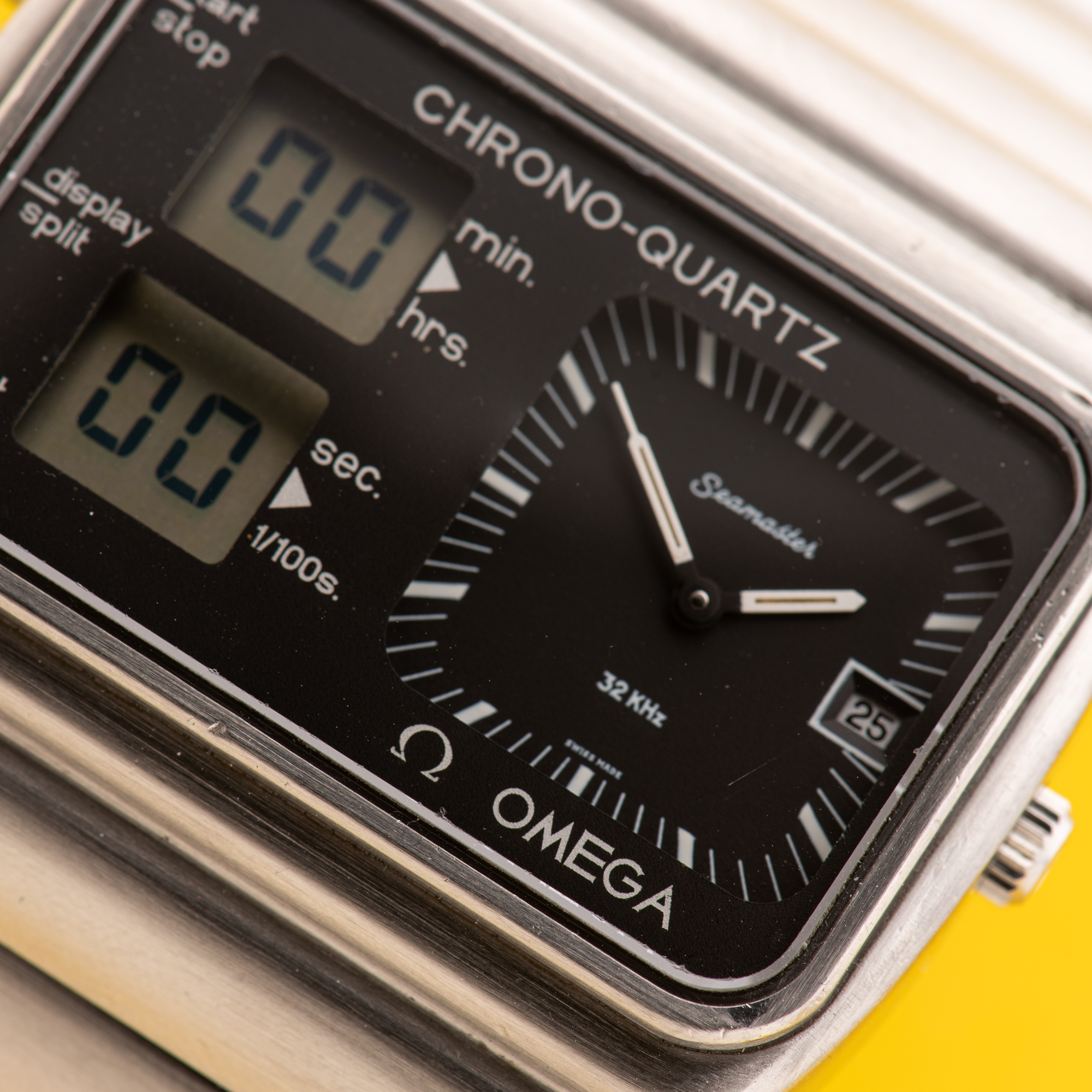 View of Omega Seamaster 32KHz Chrono-Quartz Albatros Olympic Games Montreal 1976 Ref 396