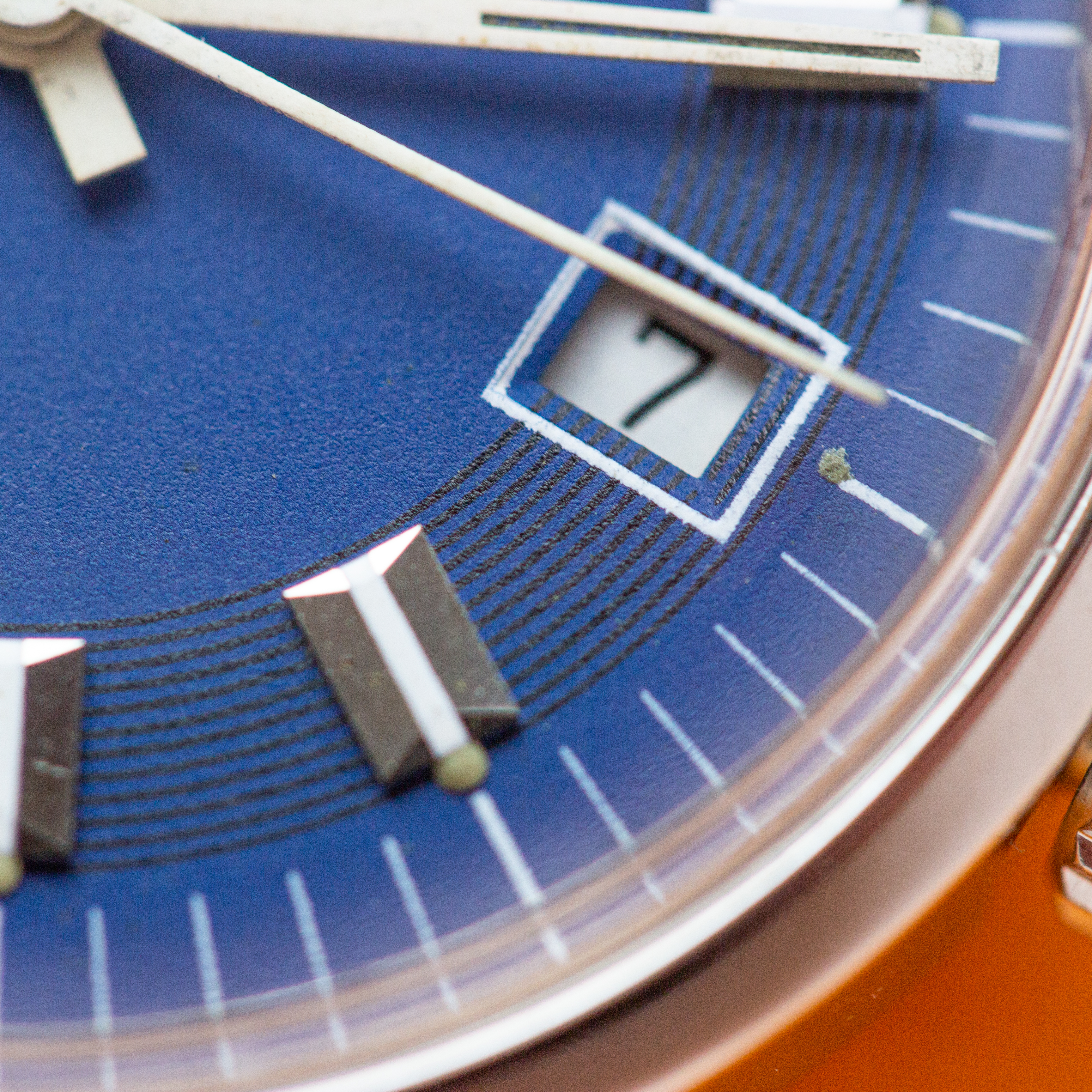 View of Omega Automatic Blue Rare Bullseye Dial Ref 166.0098
