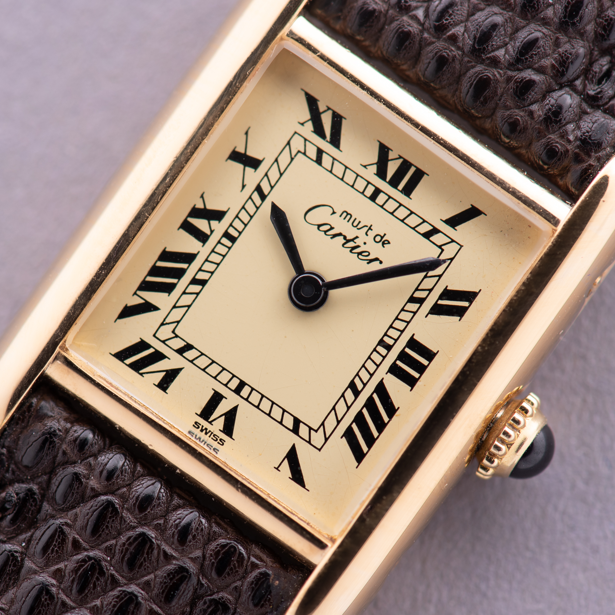 Vue de Cartier Must de Tank Vermeil Roman Lemon Dial Full Set 1980