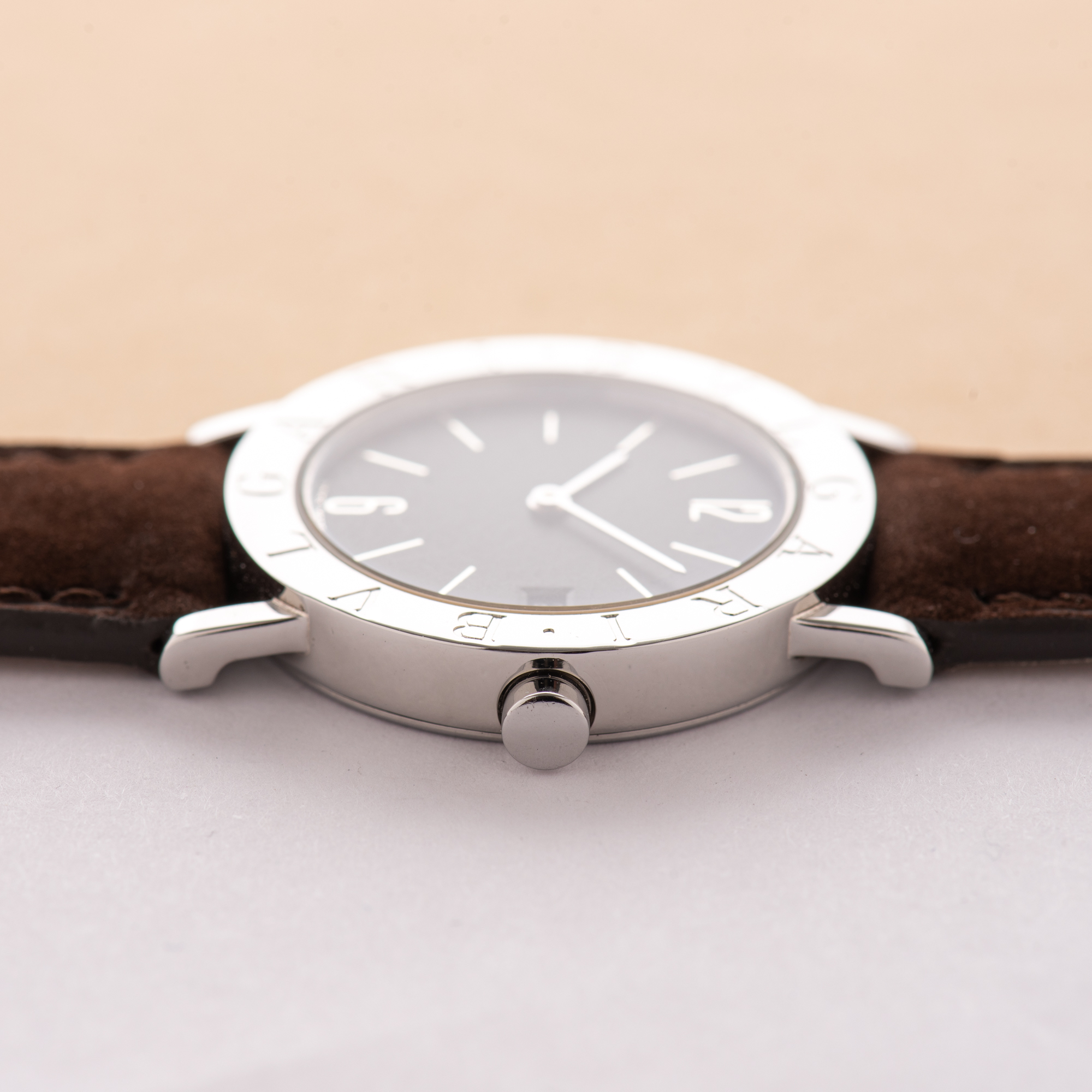 Vue de Bulgari Diagono Solotempo Date 30 Black Matte Dial Réf BB30SLD