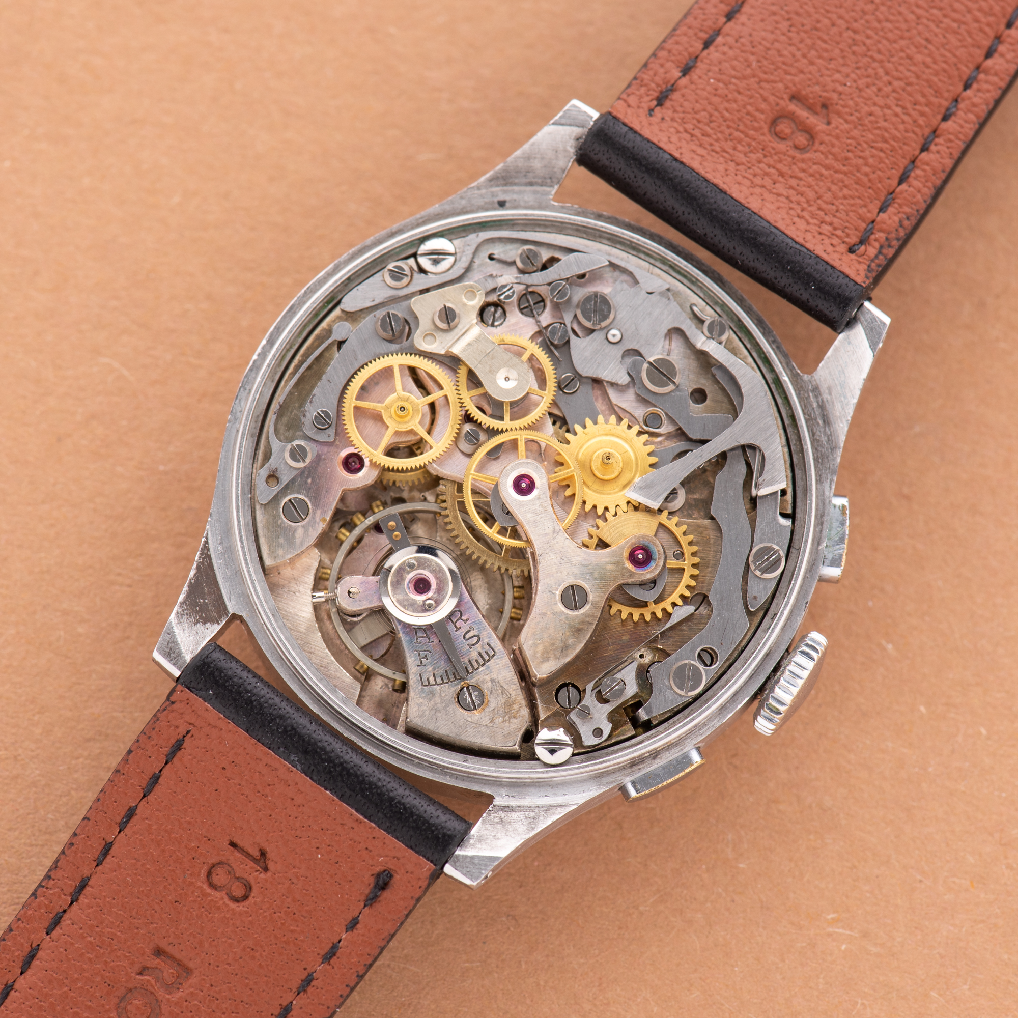 Zicht op Bovet Chronogaph 1940s Landeron 51