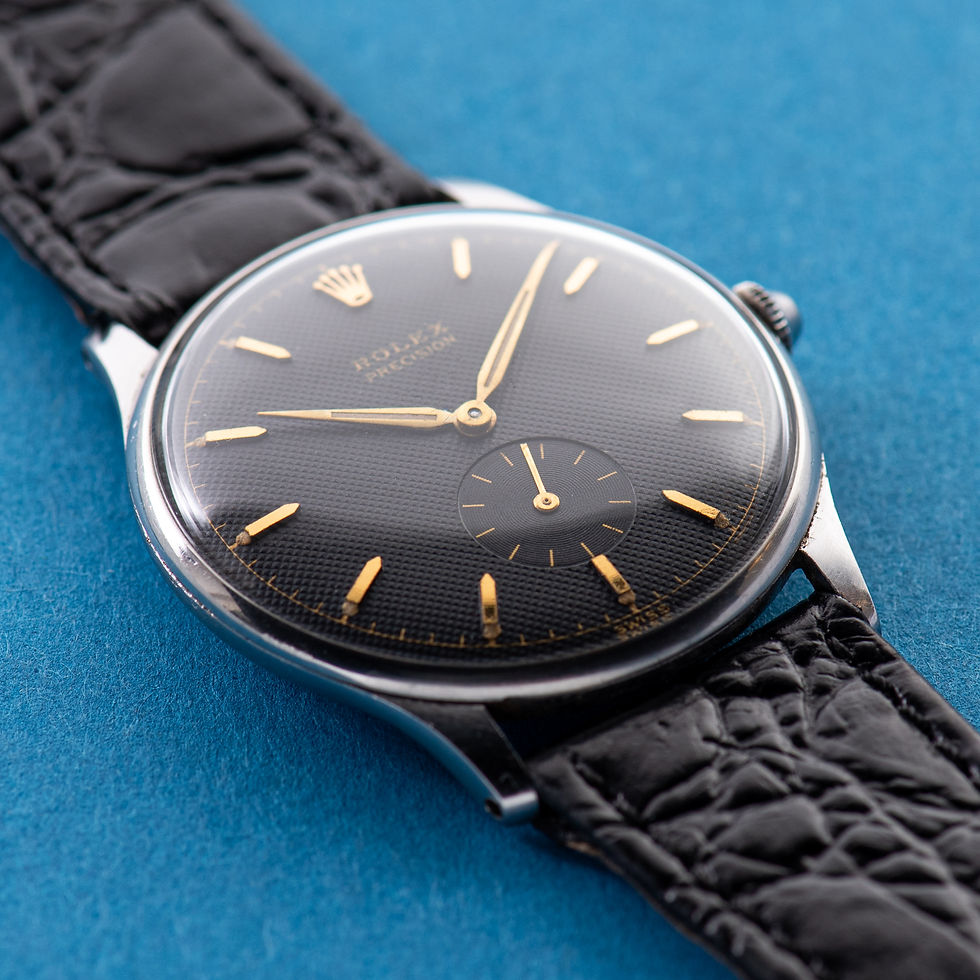 Thumbnail: Rolex Precision Honeycomb texture black dial PIECE UNIQUE Réf 3540 