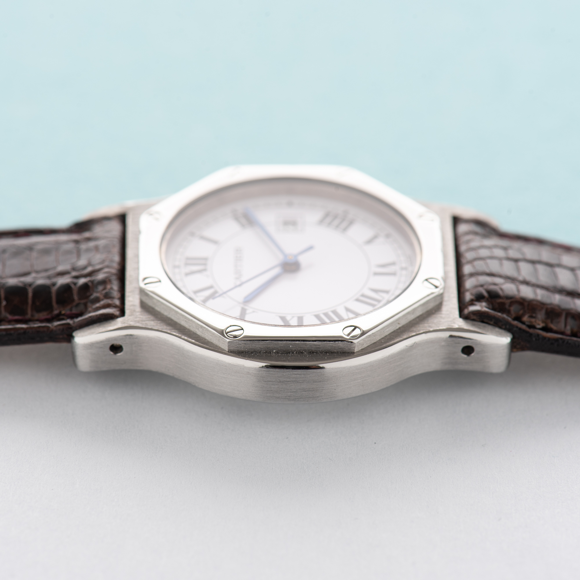View of Cartier Santos Octagon Roman Dial Ref 2965