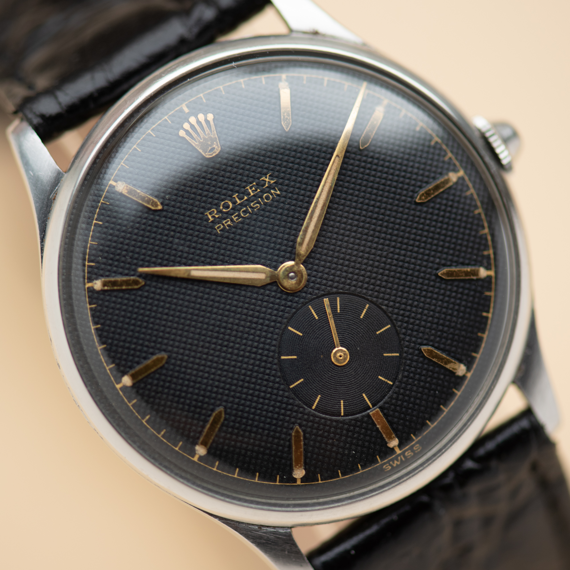 Vue de Rolex Precision Honeycomb texture black dial PIECE UNIQUE Réf 3540