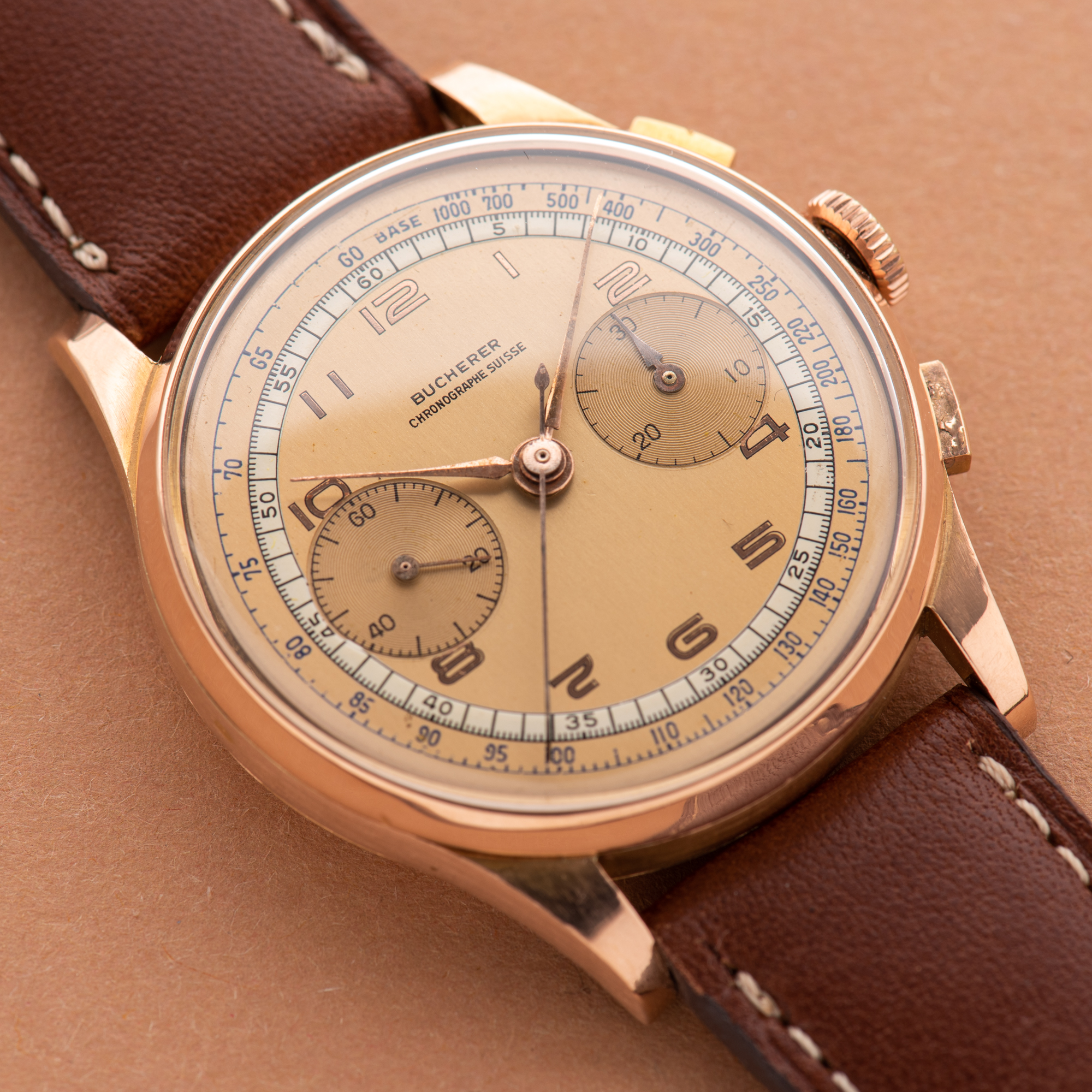 View of Bucherer Bi-Compax Chronograph Suisse 18K Rosé Gold Oversize