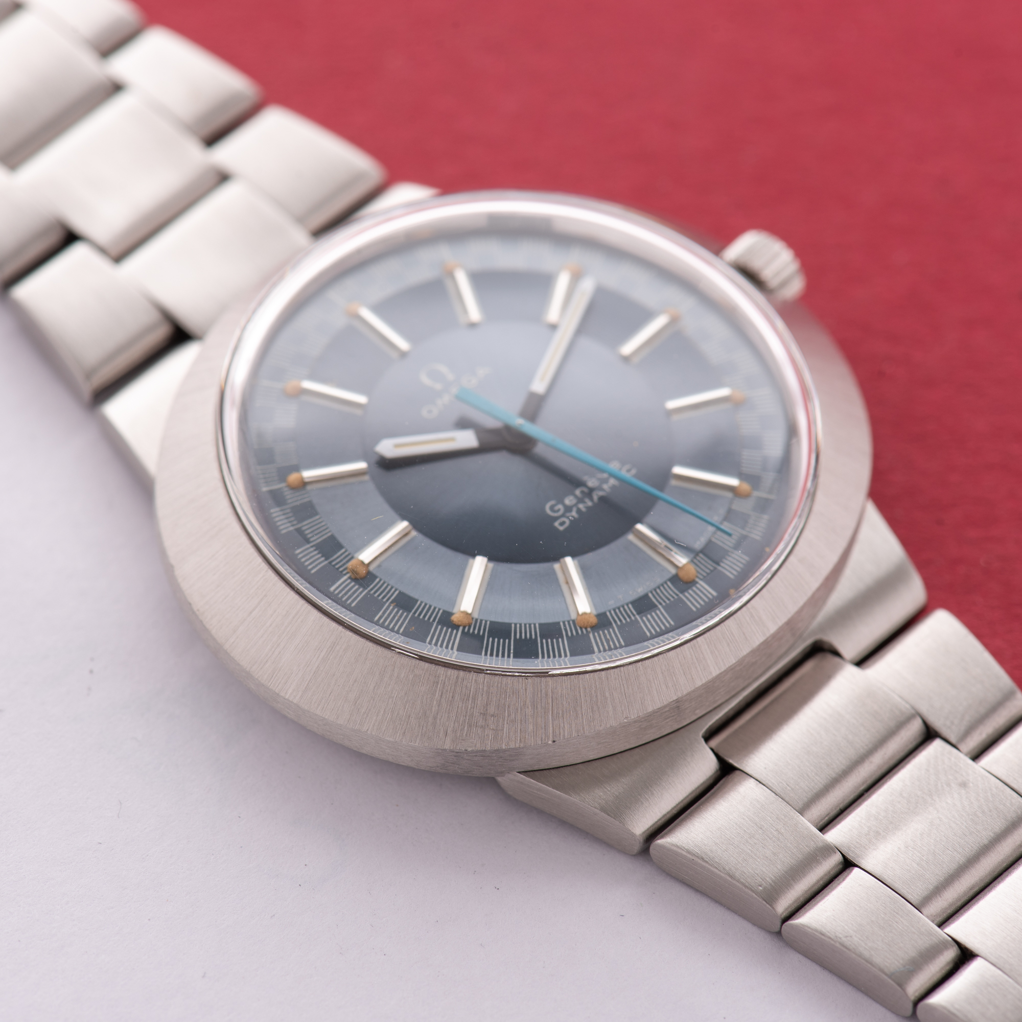View of Omega Geneva Dynamic Racing Blue Dial Ref 135.333