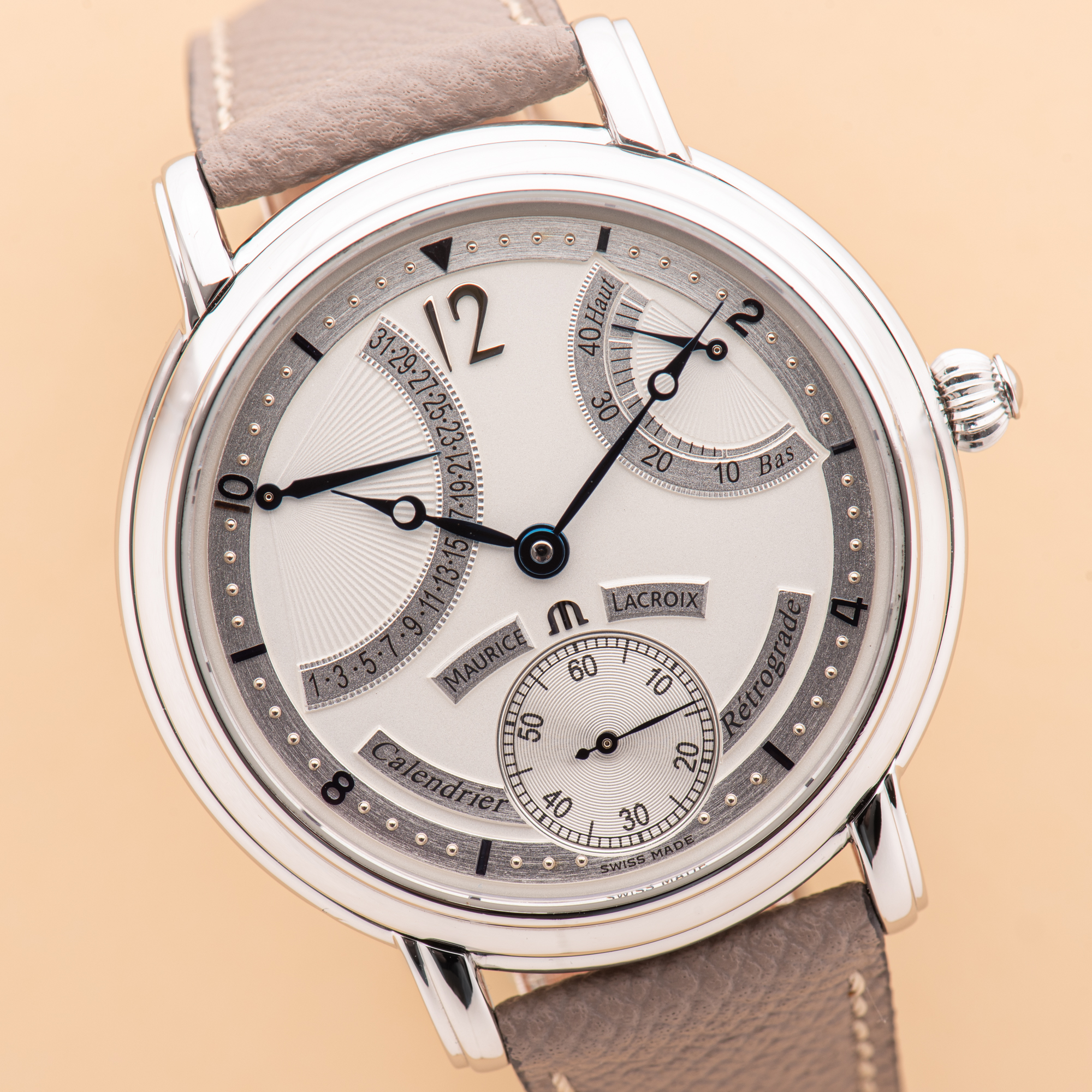 Vue de Maurice Lacroix Masterpiece Calendrier Retrograde Acier Réf MP7068