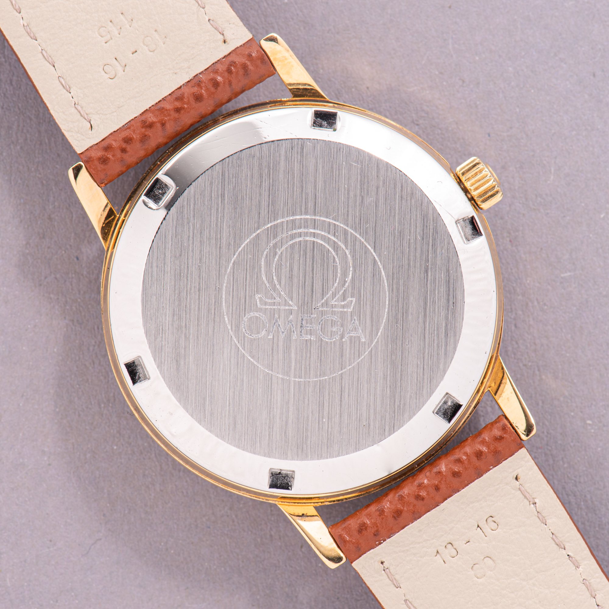 View of Omega Genève Automatic Date HF case From 1973 Ref 166.0163