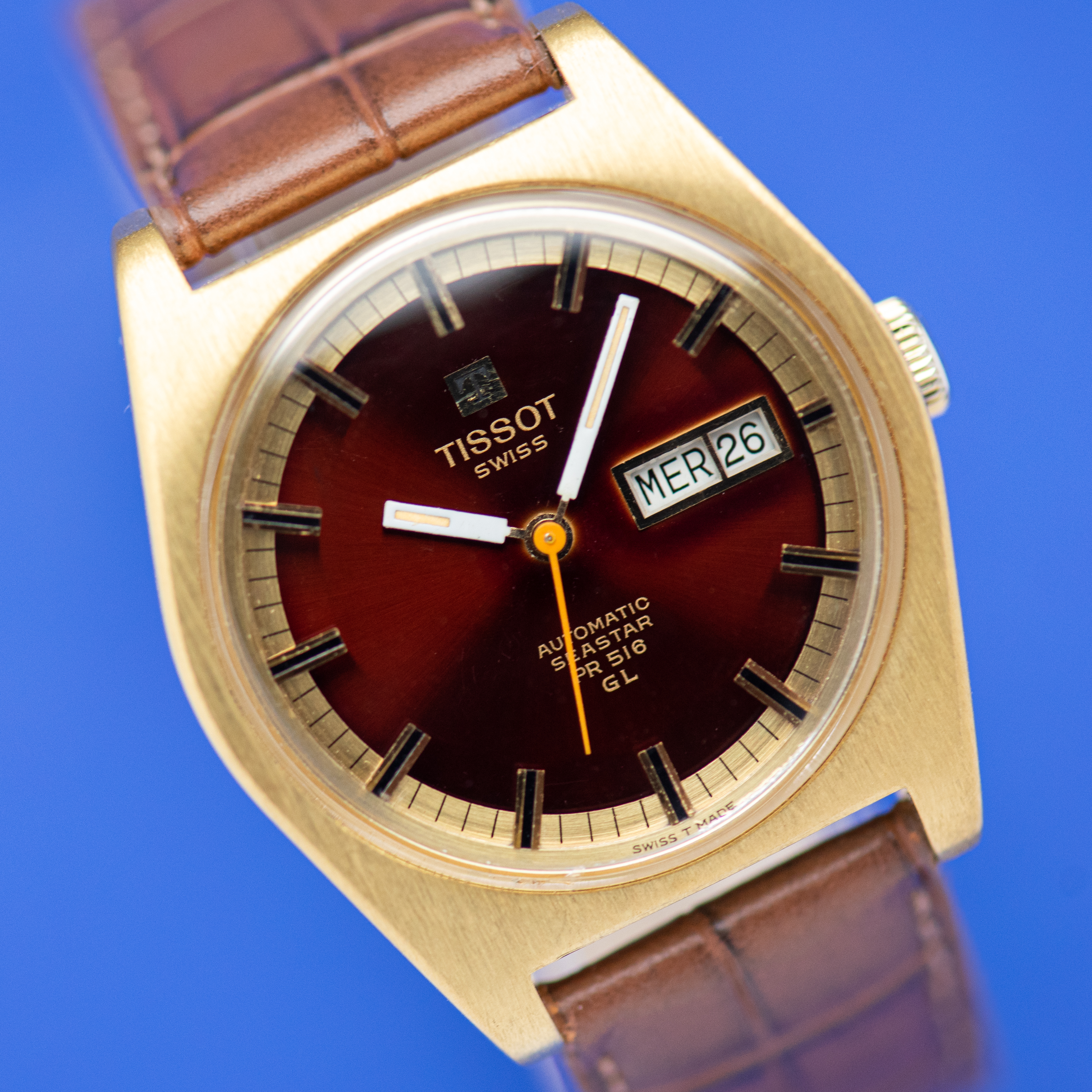 View of Tissot Seastar PR516 GL Bordeaux Day Date Automatic