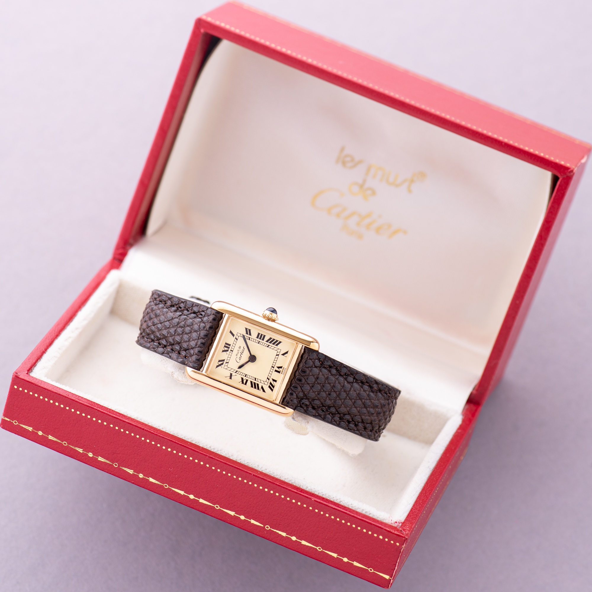 Vue de Cartier Must de Tank Vermeil Roman Lemon Dial Full Set 1980