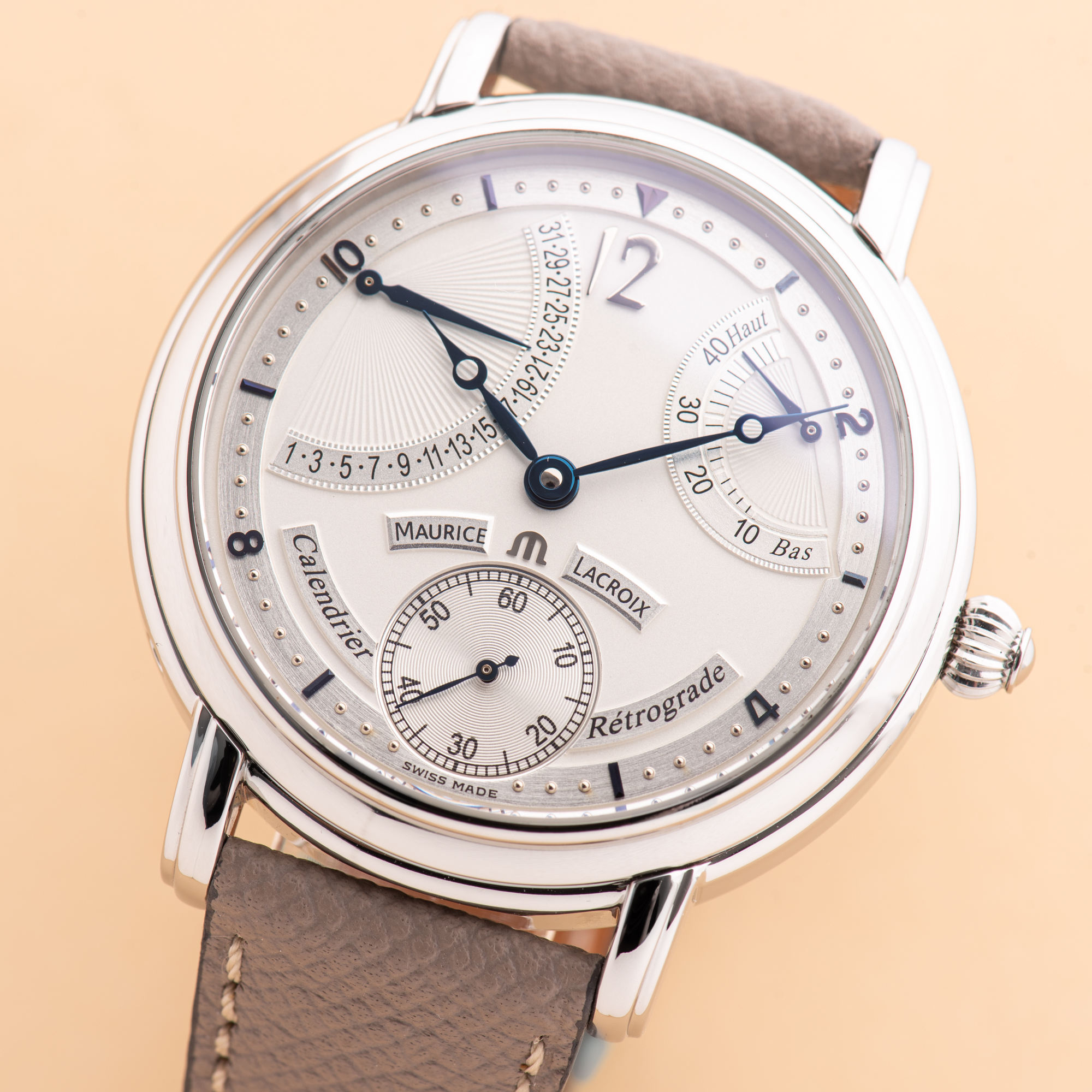 Vue de Maurice Lacroix Masterpiece Calendrier Retrograde Acier Réf MP7068