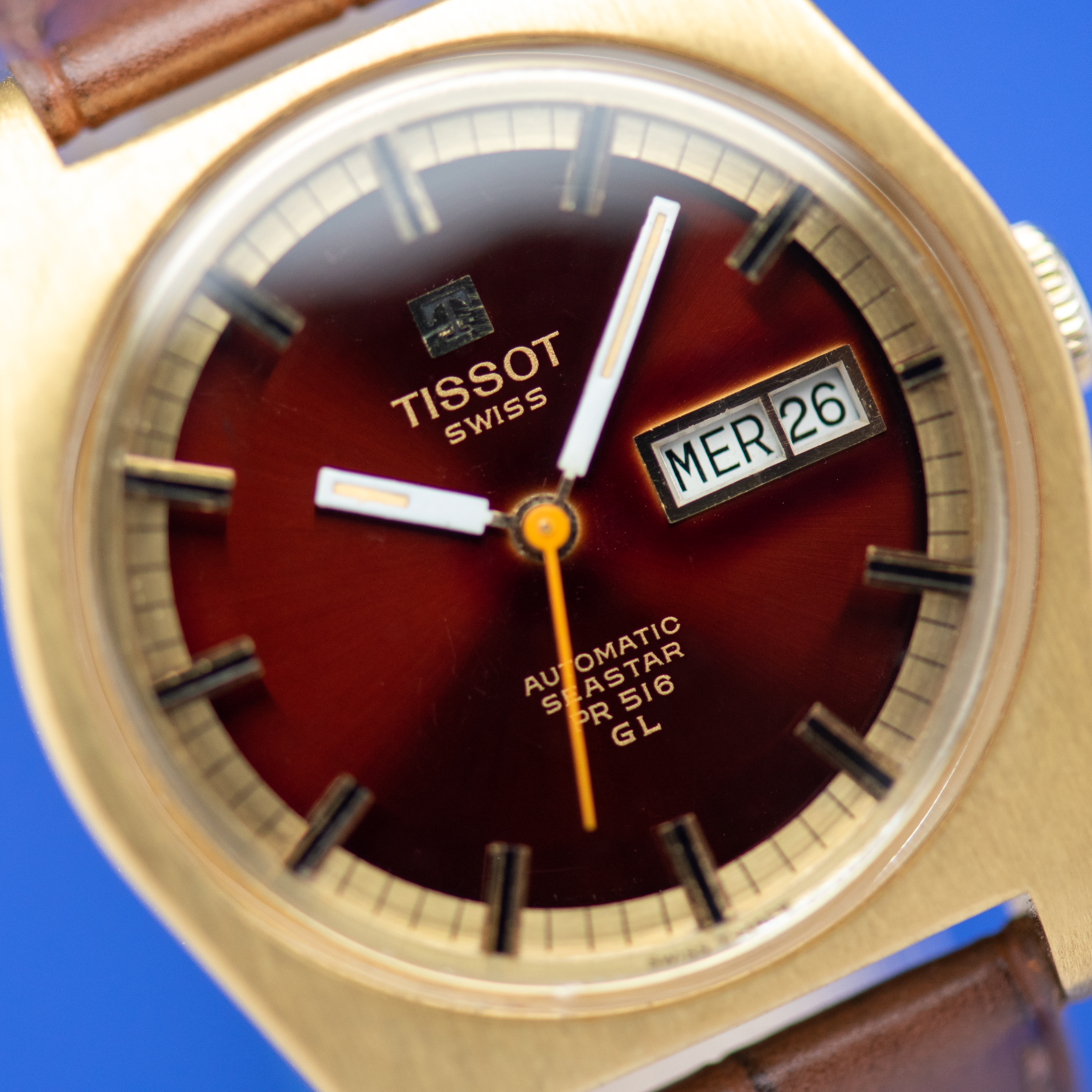 View of Tissot Seastar PR516 GL Bordeaux Day Date Automatic